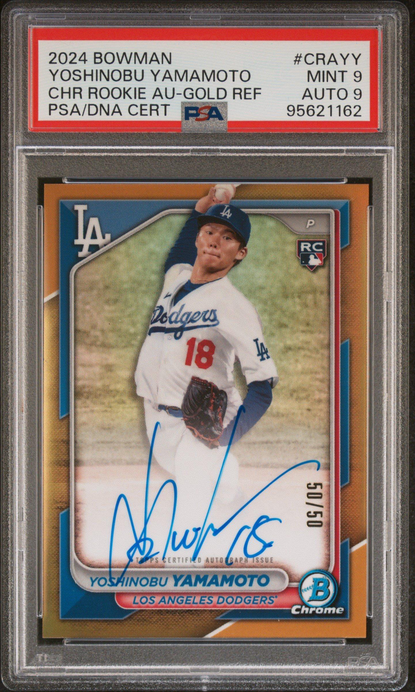 2024 Bowman Chrome Rookie Autographs Crayy Yoshinobu Yamamoto Gold 