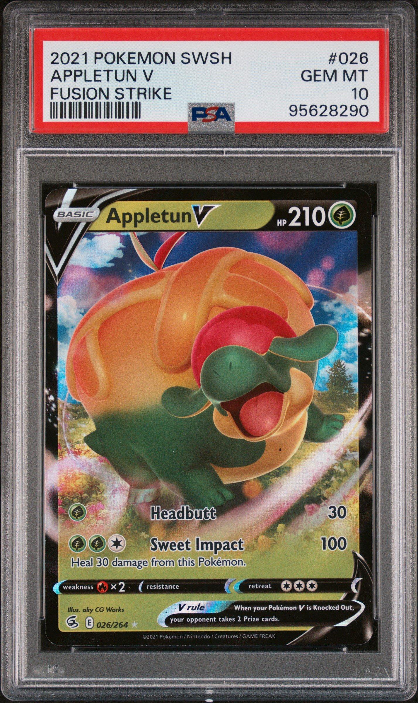 2021 Pokemon Sword & Shield Fusion Strike 026 Appletun V PSA 10
