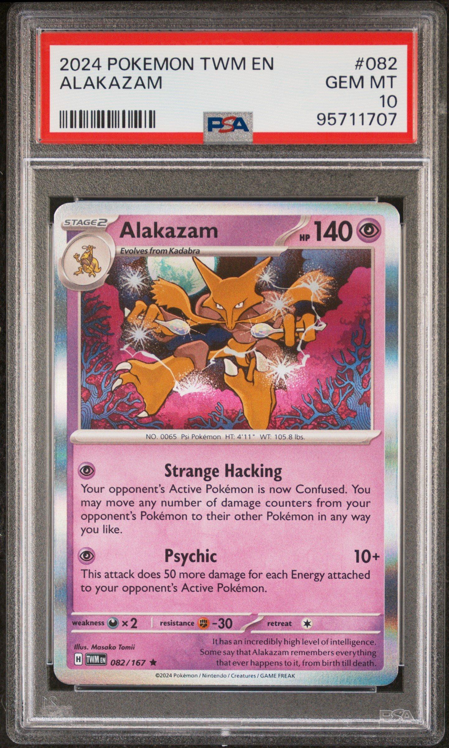 2024 Pokemon Twm En-twilight Masquerade 082 Alakazam PSA 10 Graded