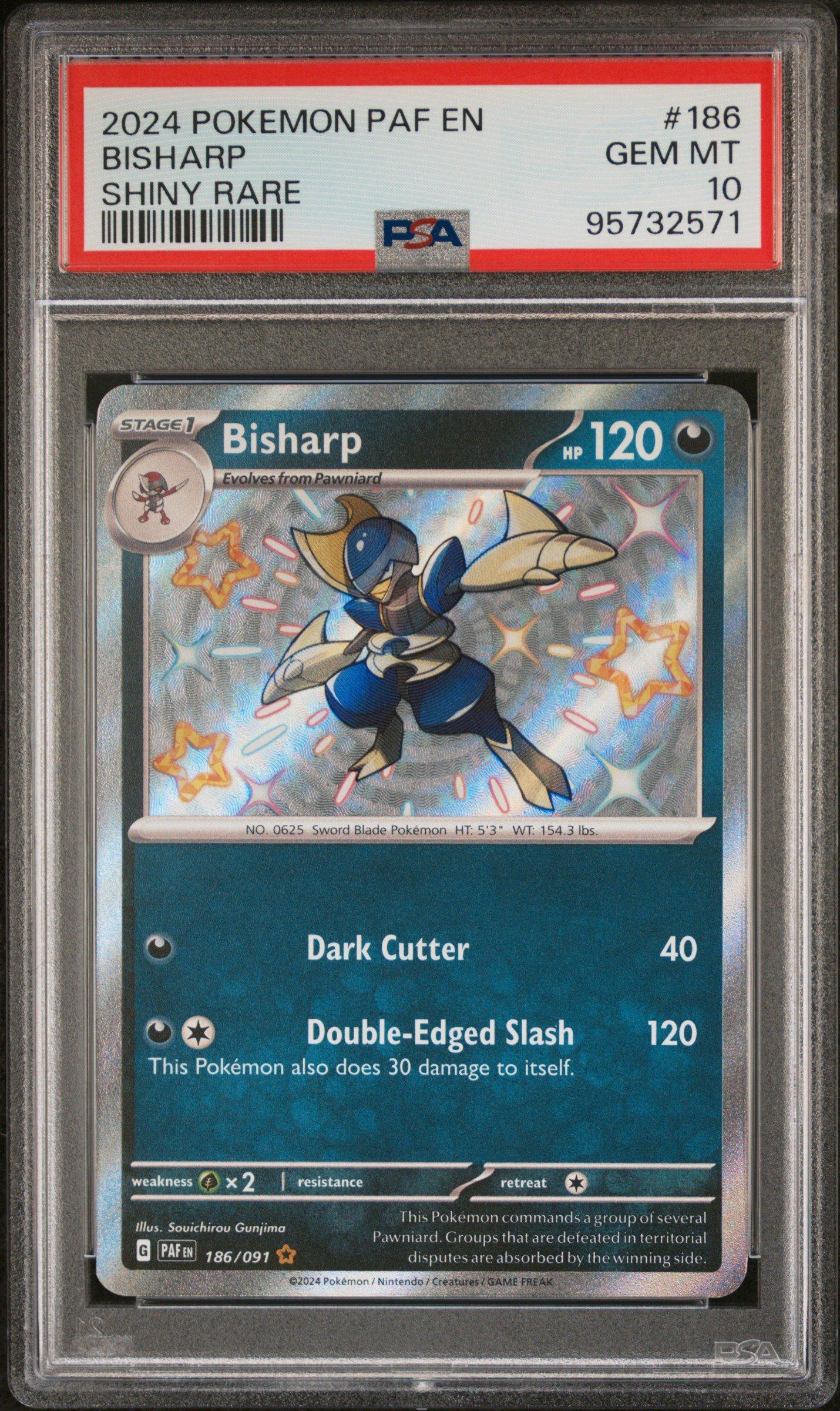 2024 Pokemon Paf En-paldean Fates 186 Bisharp Shiny Rare PSA 10