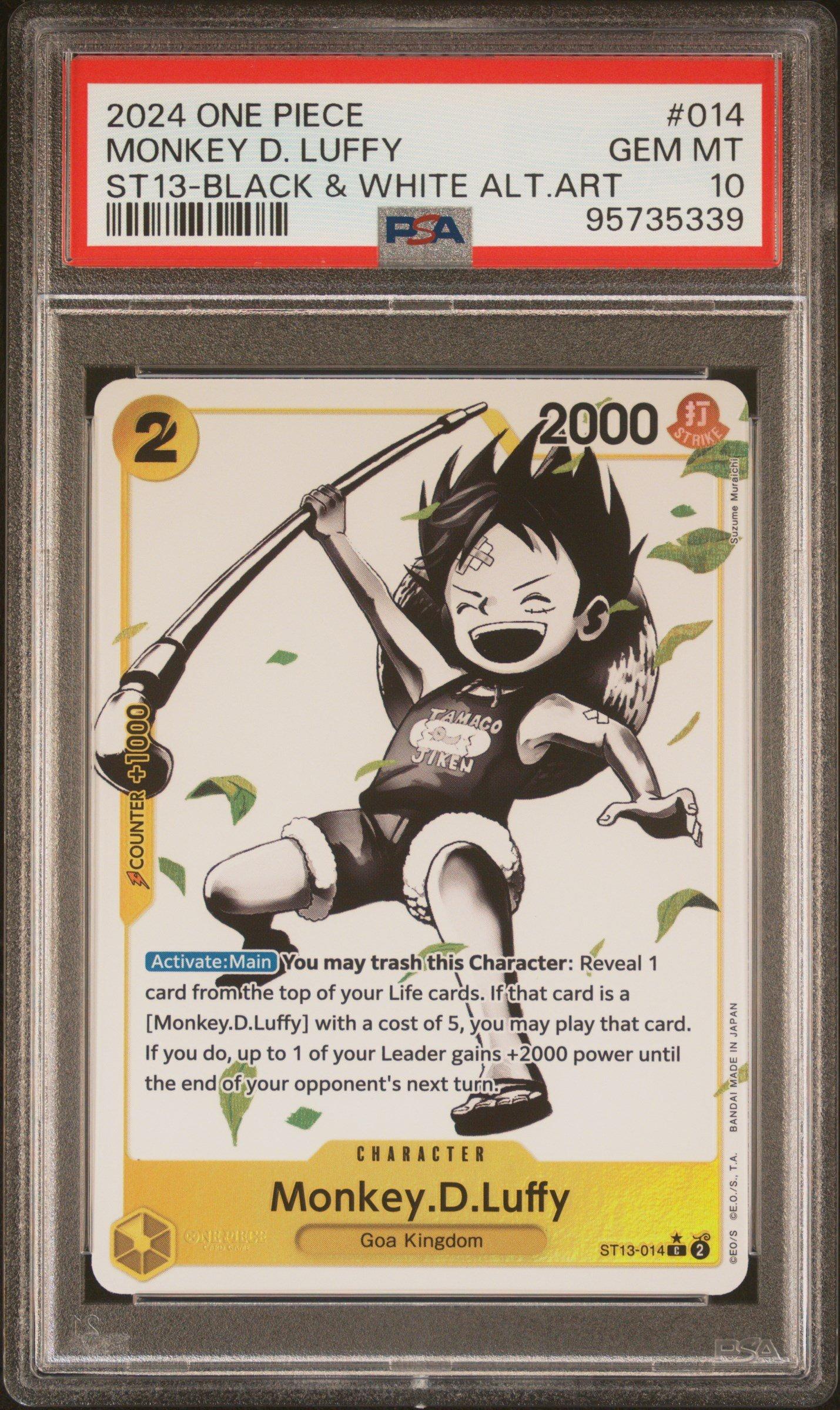 2024 One Piece Ultra Deck-the Three Brothers 014 Monkey D. Luffy Black &  White Alternate Art PSA 10 Graded Card | GameStop