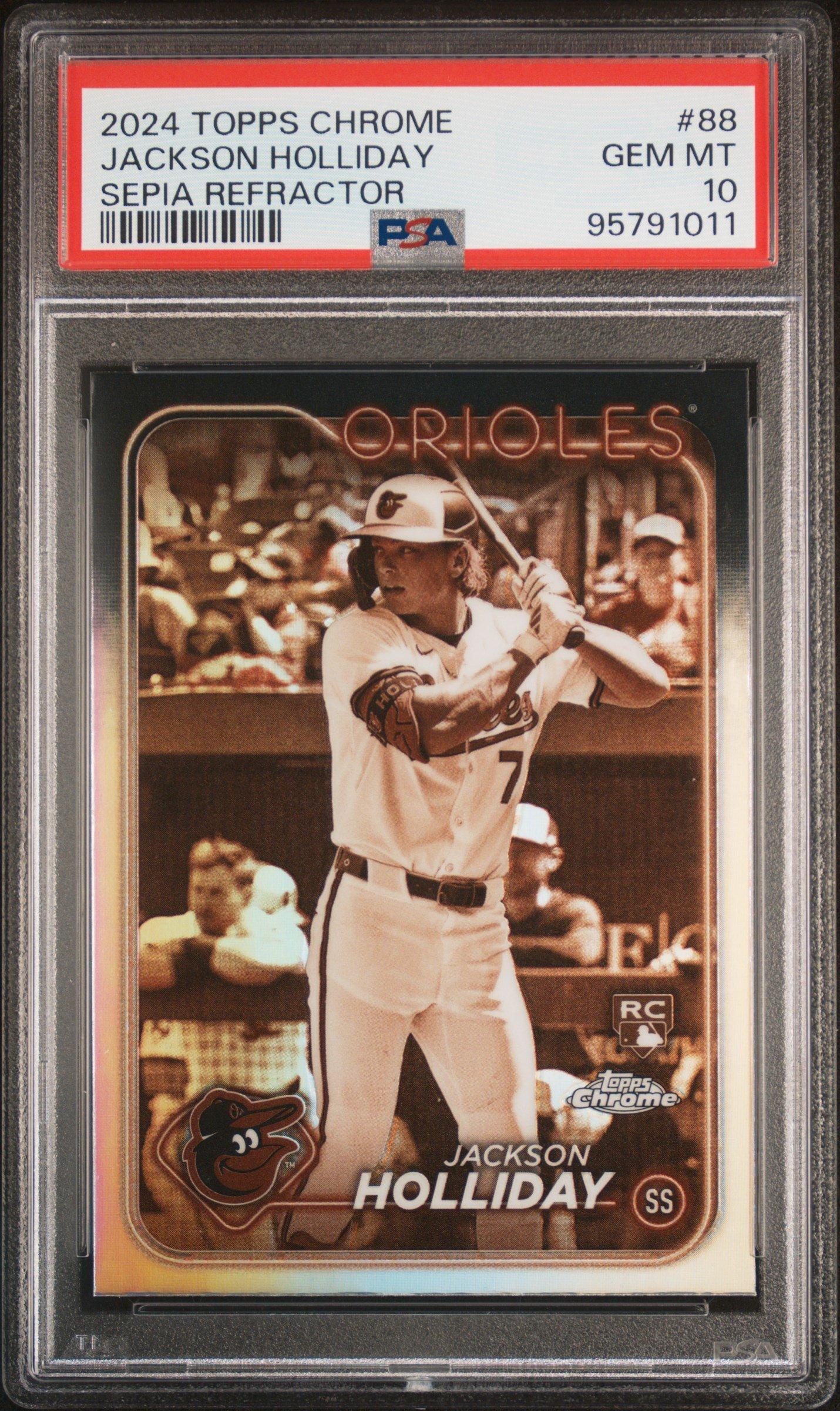 2024 Topps Chrome 88 Jackson Holliday Sepia Refractor PSA 10