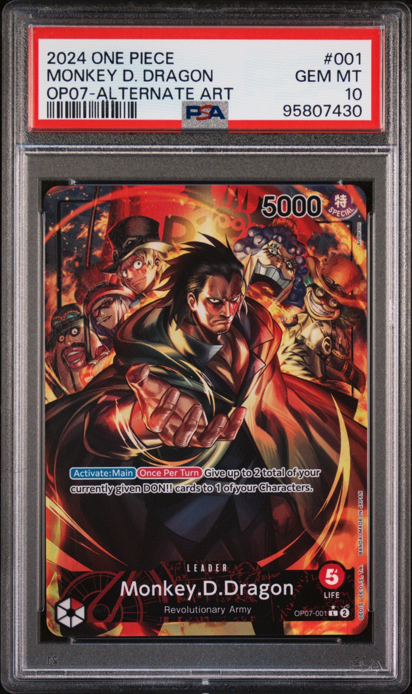 2024 One Piece Op07-500 Years In The Future 001 Monkey D. Dragon Alternate Art PSA 10