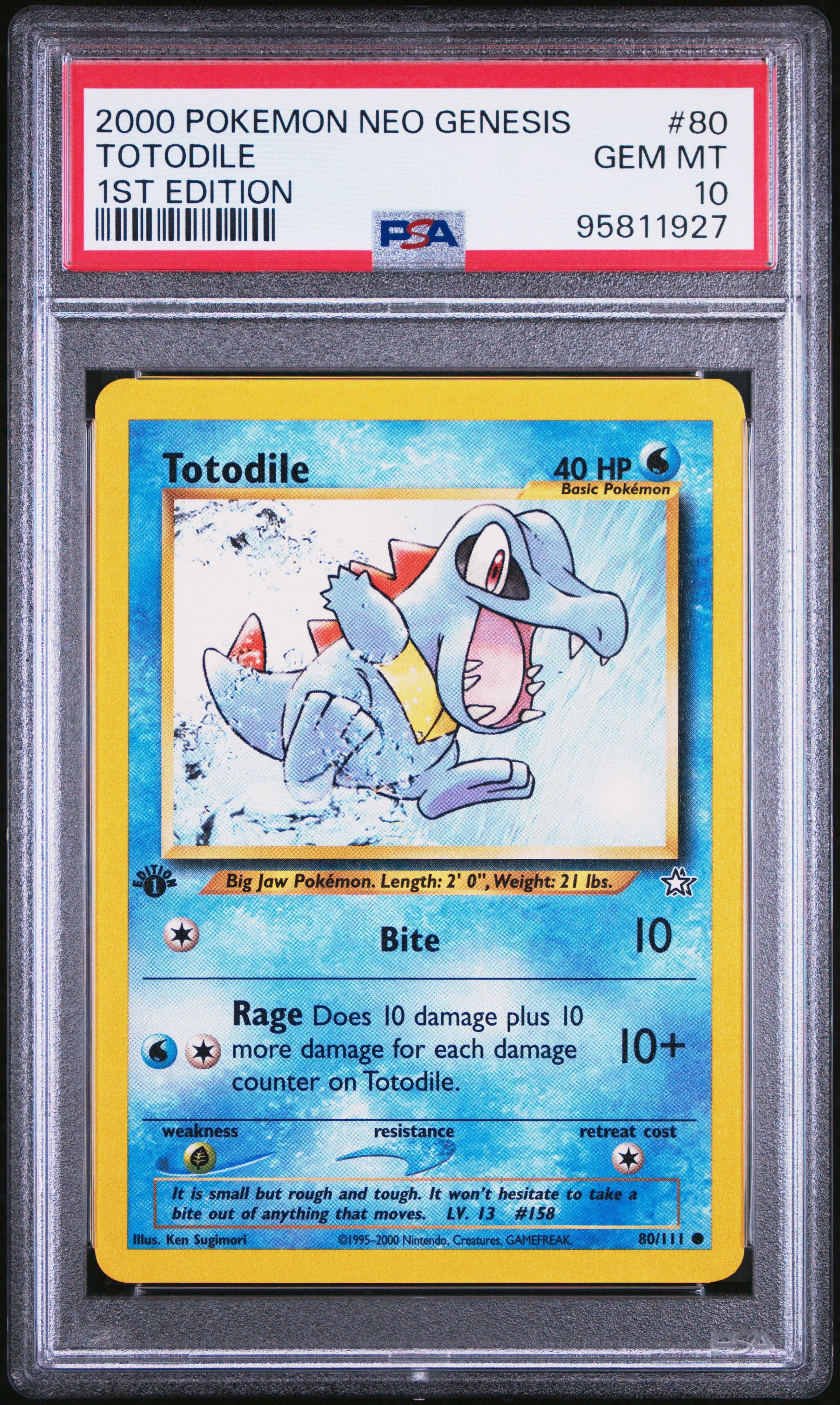2000 Pokemon Neo Genesis 1st Edition 80 Totodile PSA 10 Graded