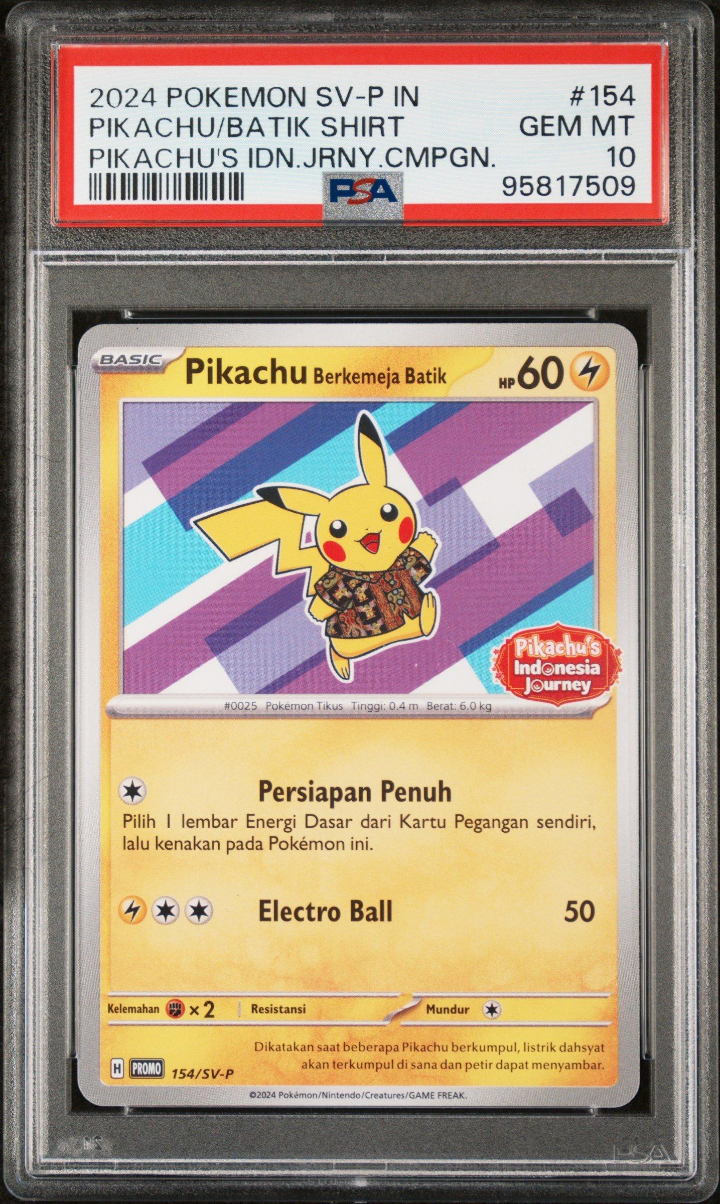2024 Pokémon Pikachu/Batik Shirt #154 2024 Pokemon Indonesian Sv-p Promo 154 Pikachu In Batik Shirt