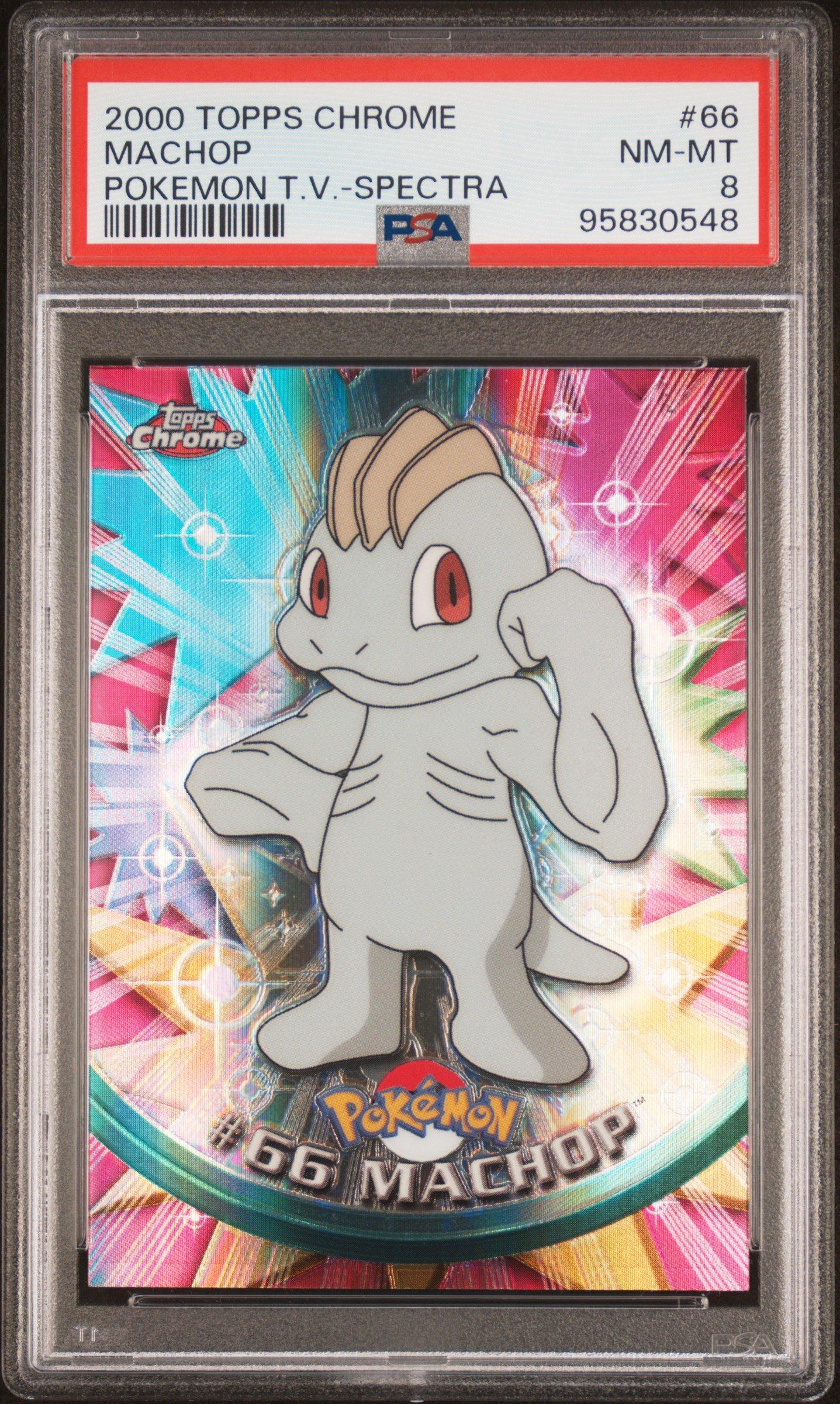2000 Topps Chrome Pokemon T.v. 66 Machop Spectra PSA 8 Graded Card