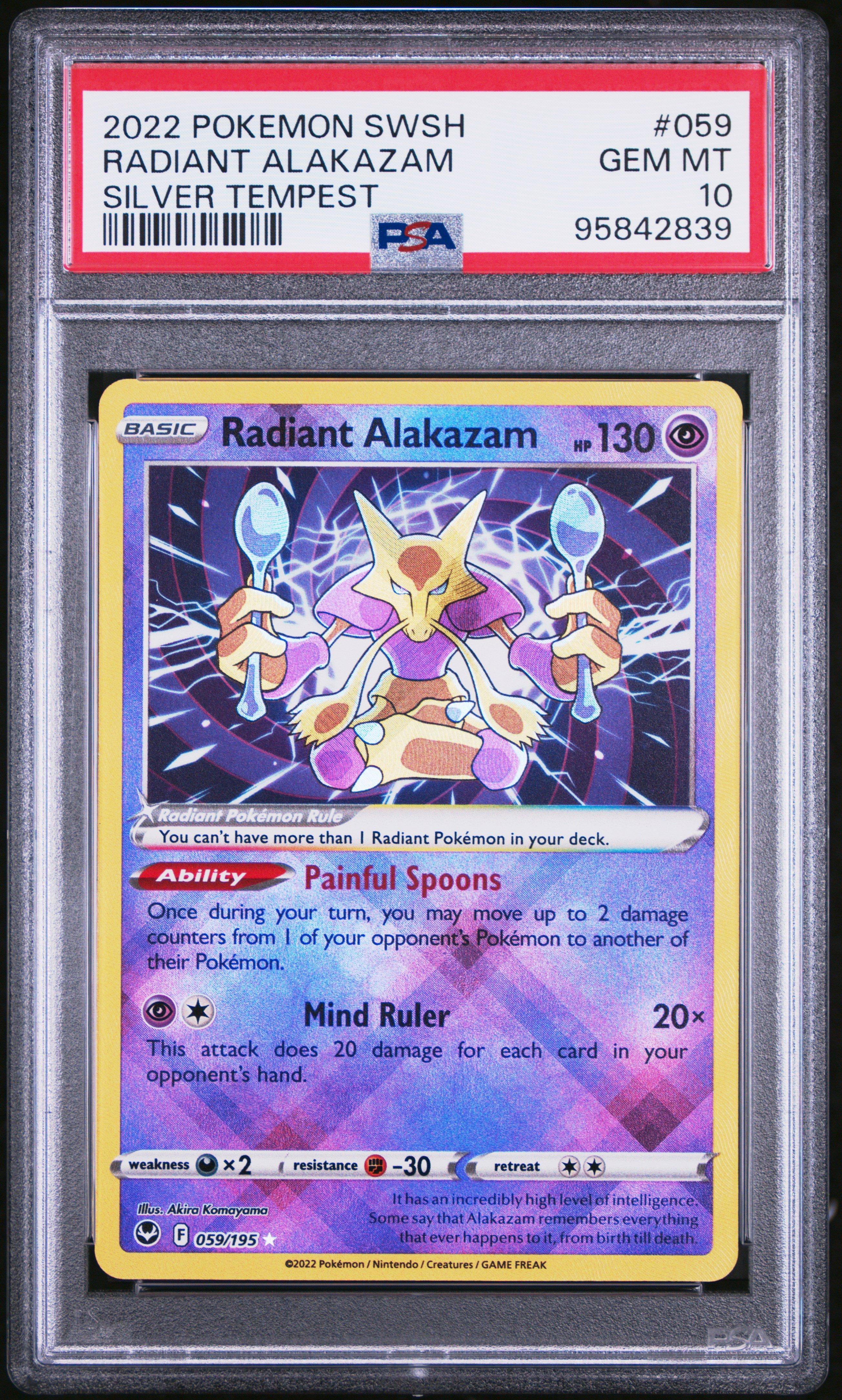 2022 Pokemon Sword & Shield Silver Tempest 059 Radiant Alakazam
