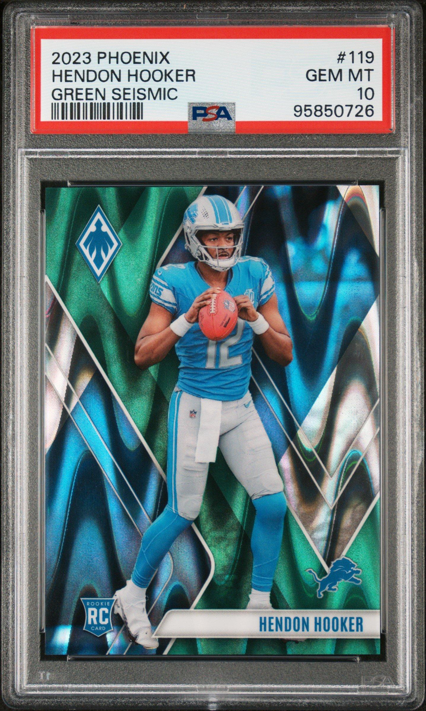 2023 Panini Phoenix 119 Hendon Hooker Green Seismic PSA 10