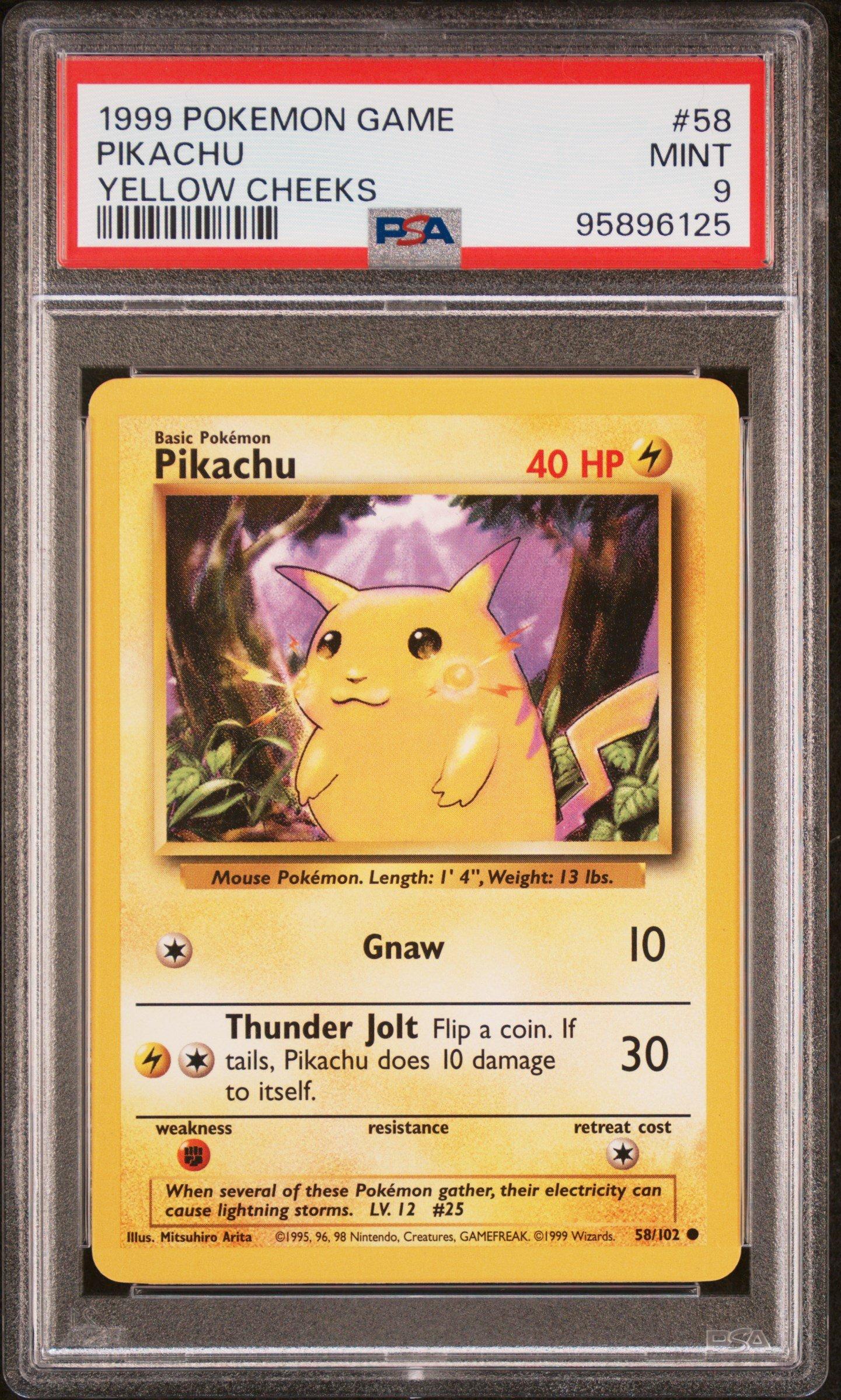 1999 Pokemon Game 58 Pikachu Yellow Cheeks PSA 9 Graded Card | GameStop