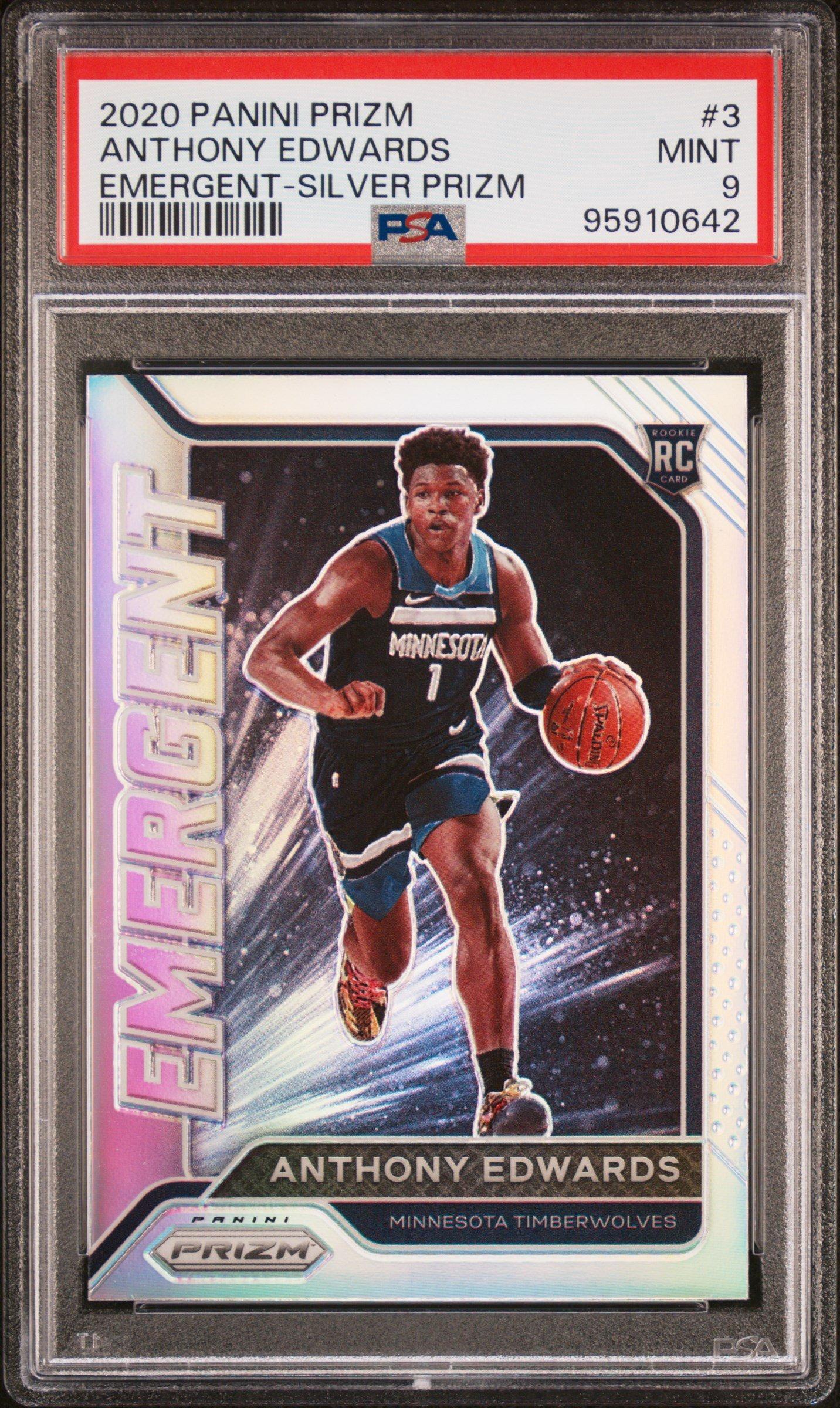 2020 Panini Prizm Emergent 3 Anthony Edwards Silver Prizm PSA 9