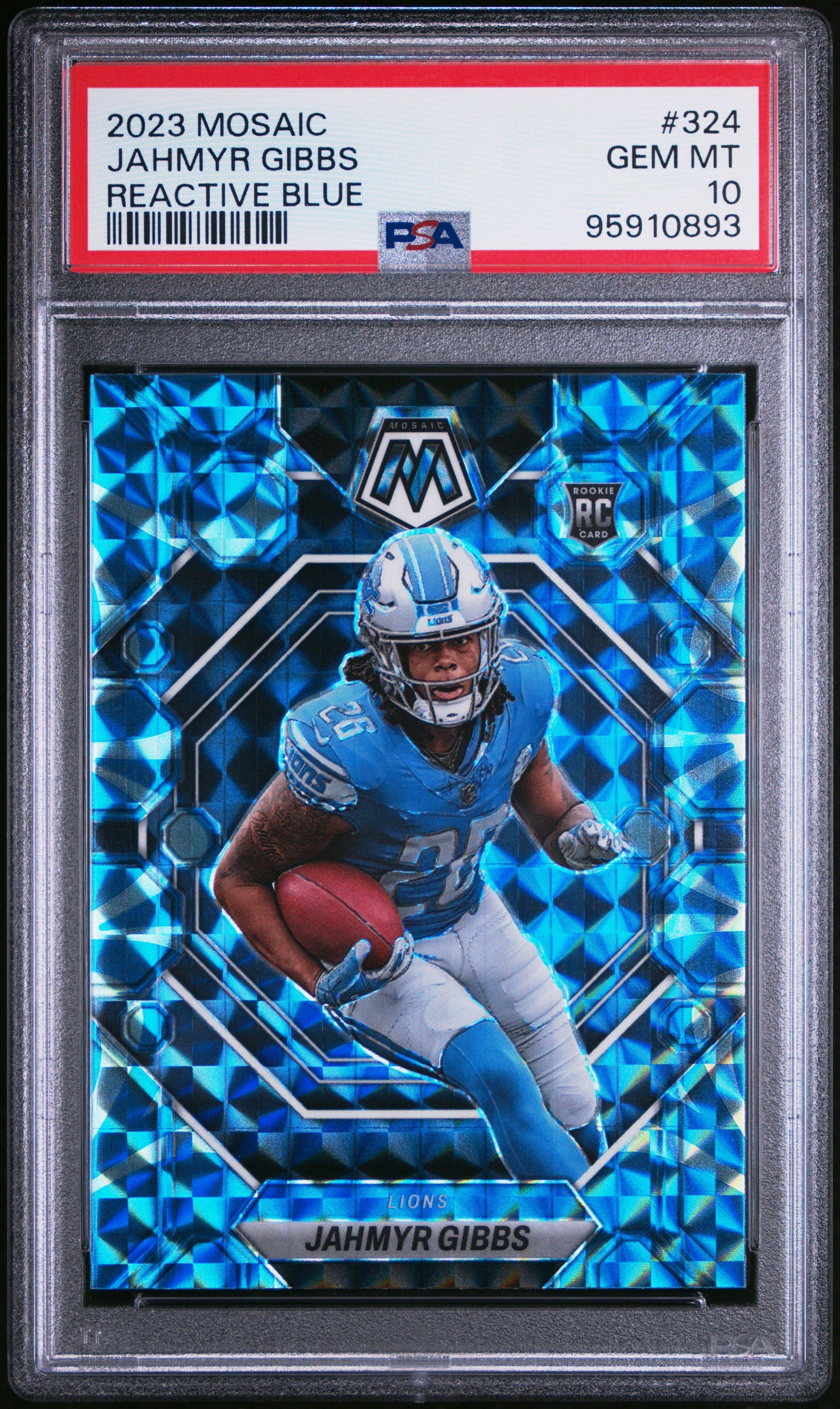 2023 Panini Mosaic 324 Jahmyr Gibbs Reactive Blue PSA 10