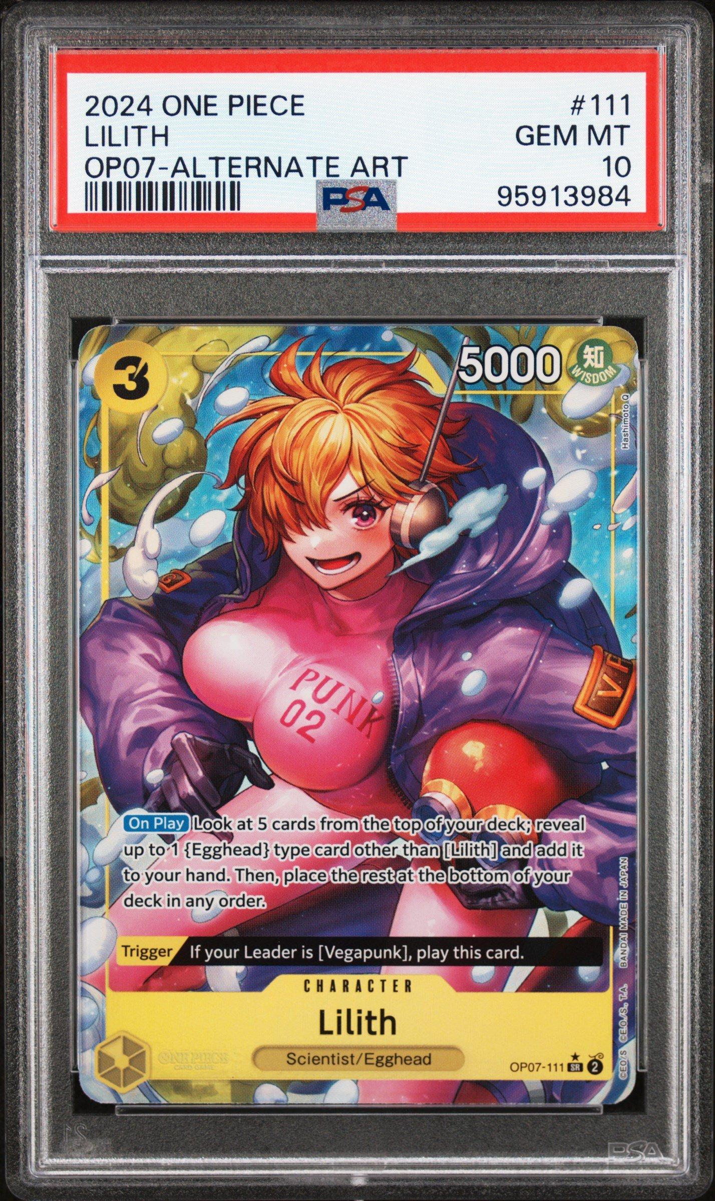2024 One Piece Op07-500 Years In The Future 111 Lilith Alternate Art PSA 10
