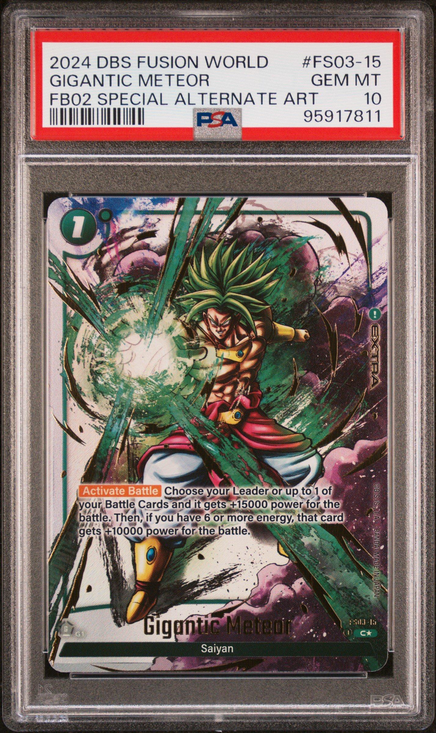 2024 Dragon Ball Super Card Game Fusion World Blazing Aura Fs03-15 Gigantic Meteor Fb02 Special Alternate Art PSA 10