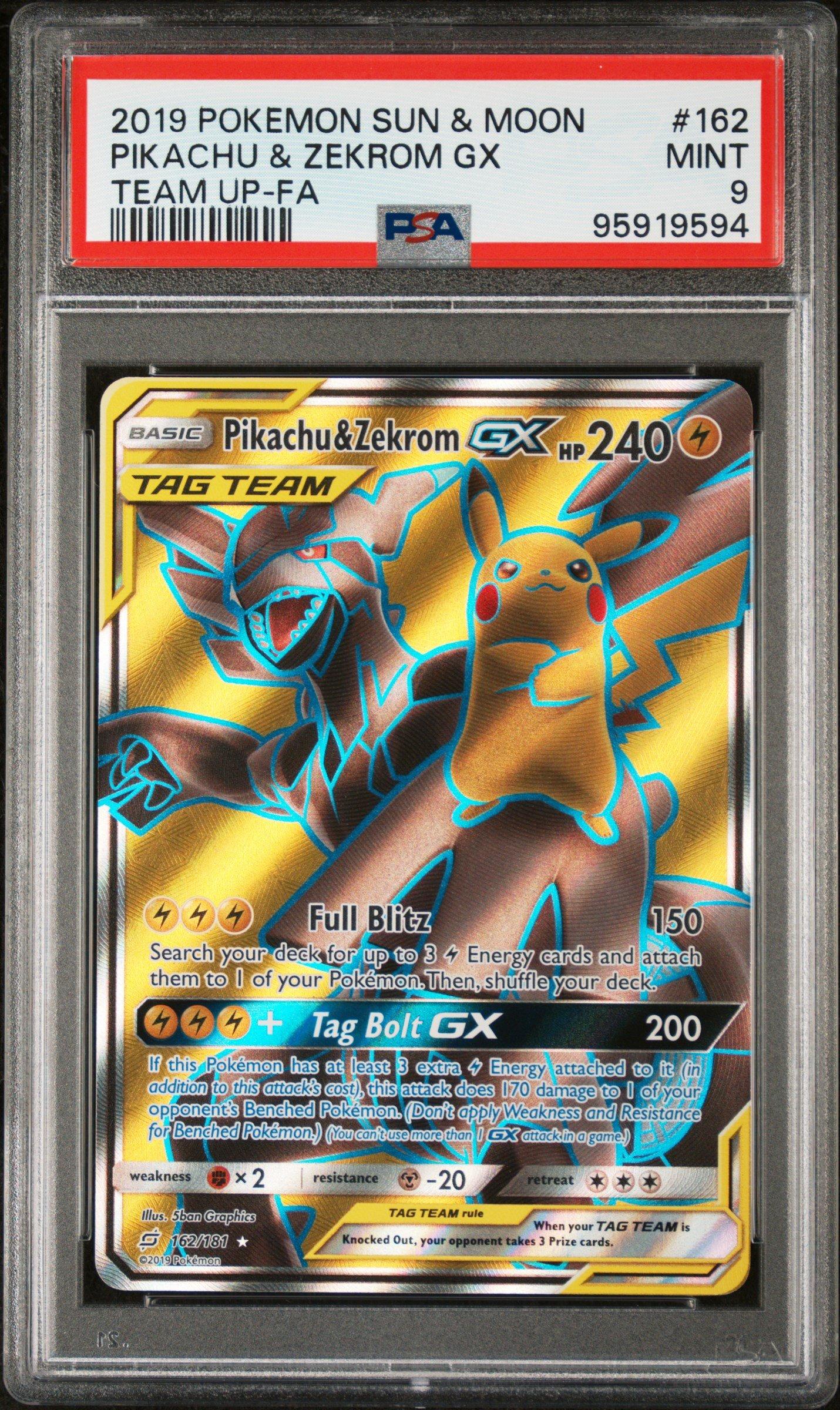 2019 Pokemon Sun & Moon Team Up 162 Full Art/pikachu & Zekrom Gx