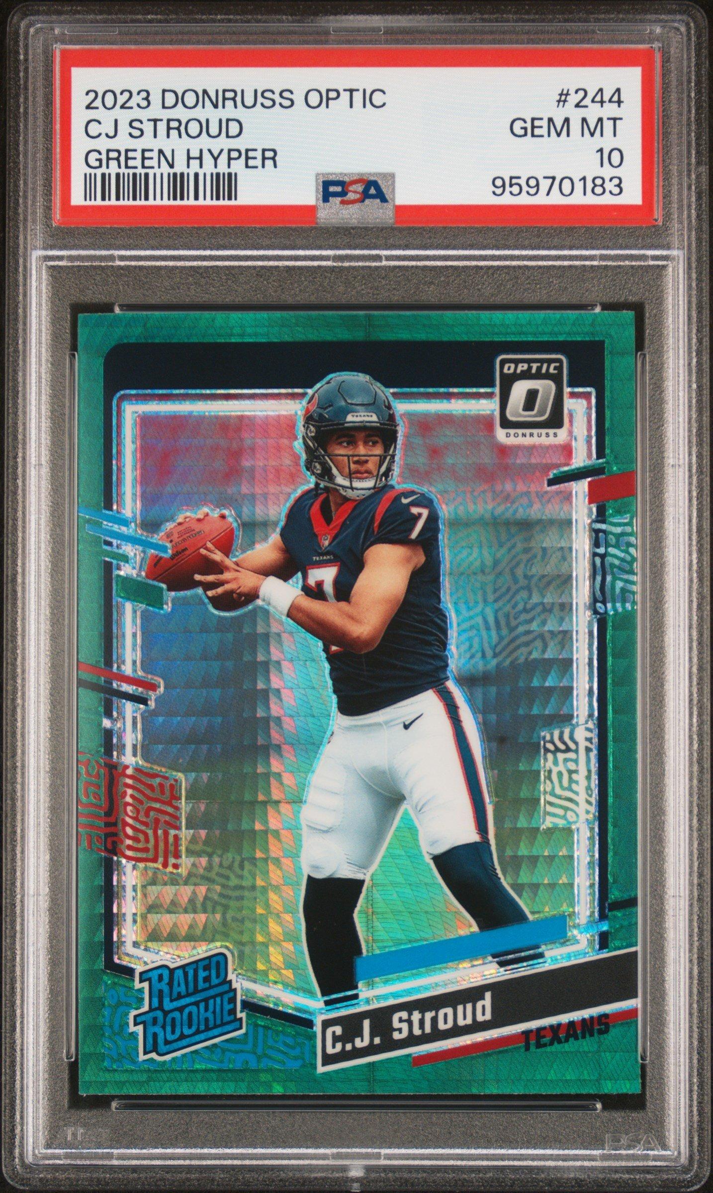 2023 Panini Donruss Optic 244 Cj Stroud Green Hyper PSA 10