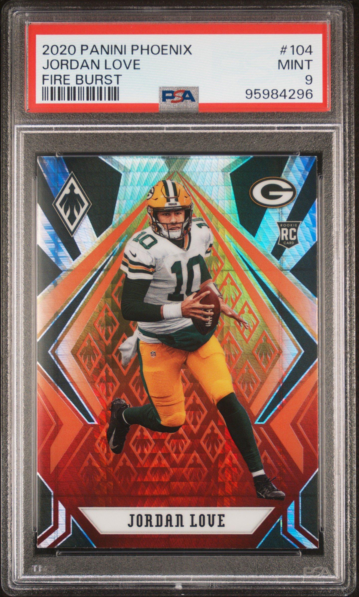 2020 Panini Phoenix 104 Jordan Love Fire Burst PSA 9 Graded Card