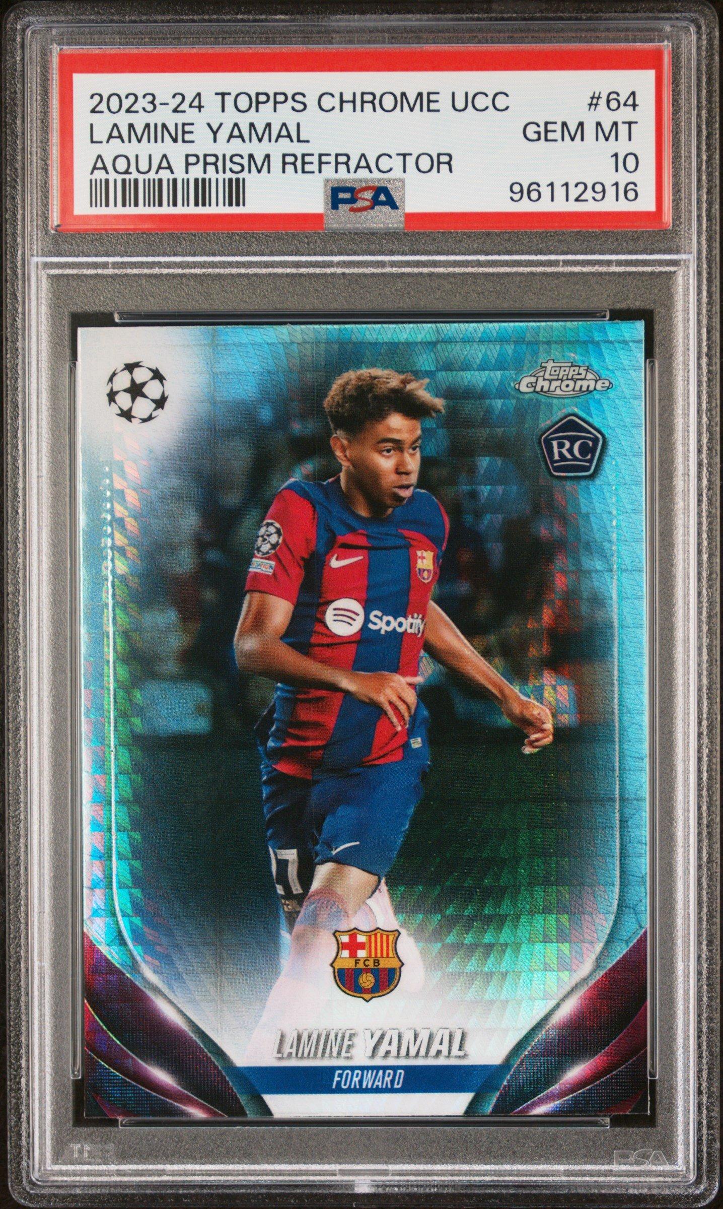 2023-24 Topps Chrome Uefa Club Competitions 64 Lamine Yamal Aqua 