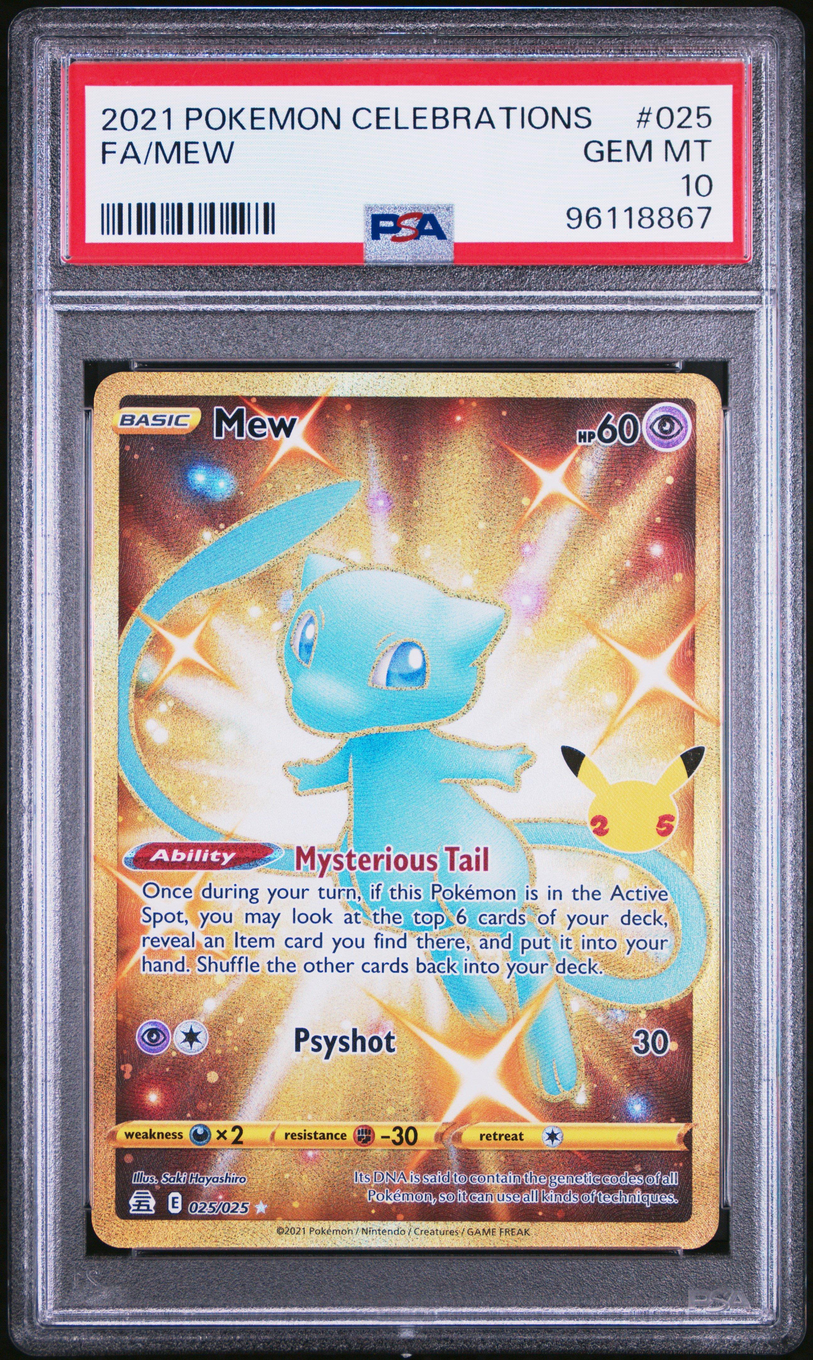 2021 Pokemon Celebrations 025 Full Art/mew PSA 10 Graded Card
