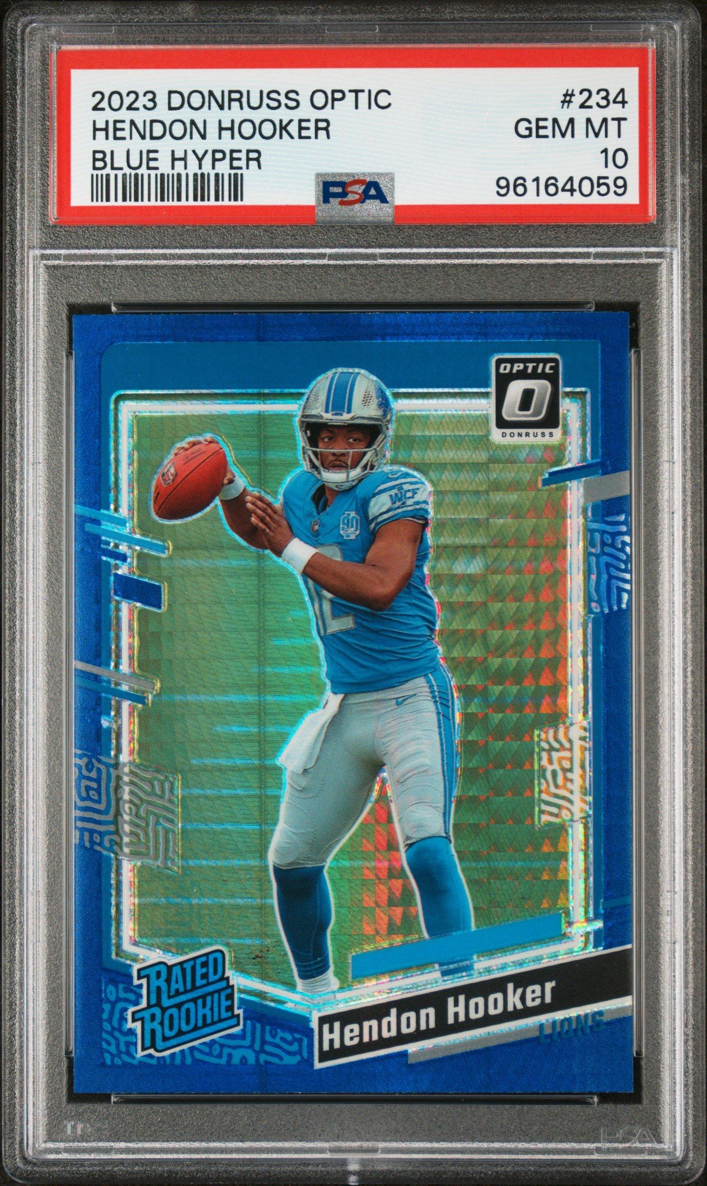 2023 Panini Donruss Optic 234 Hendon Hooker Blue Hyper PSA 10
