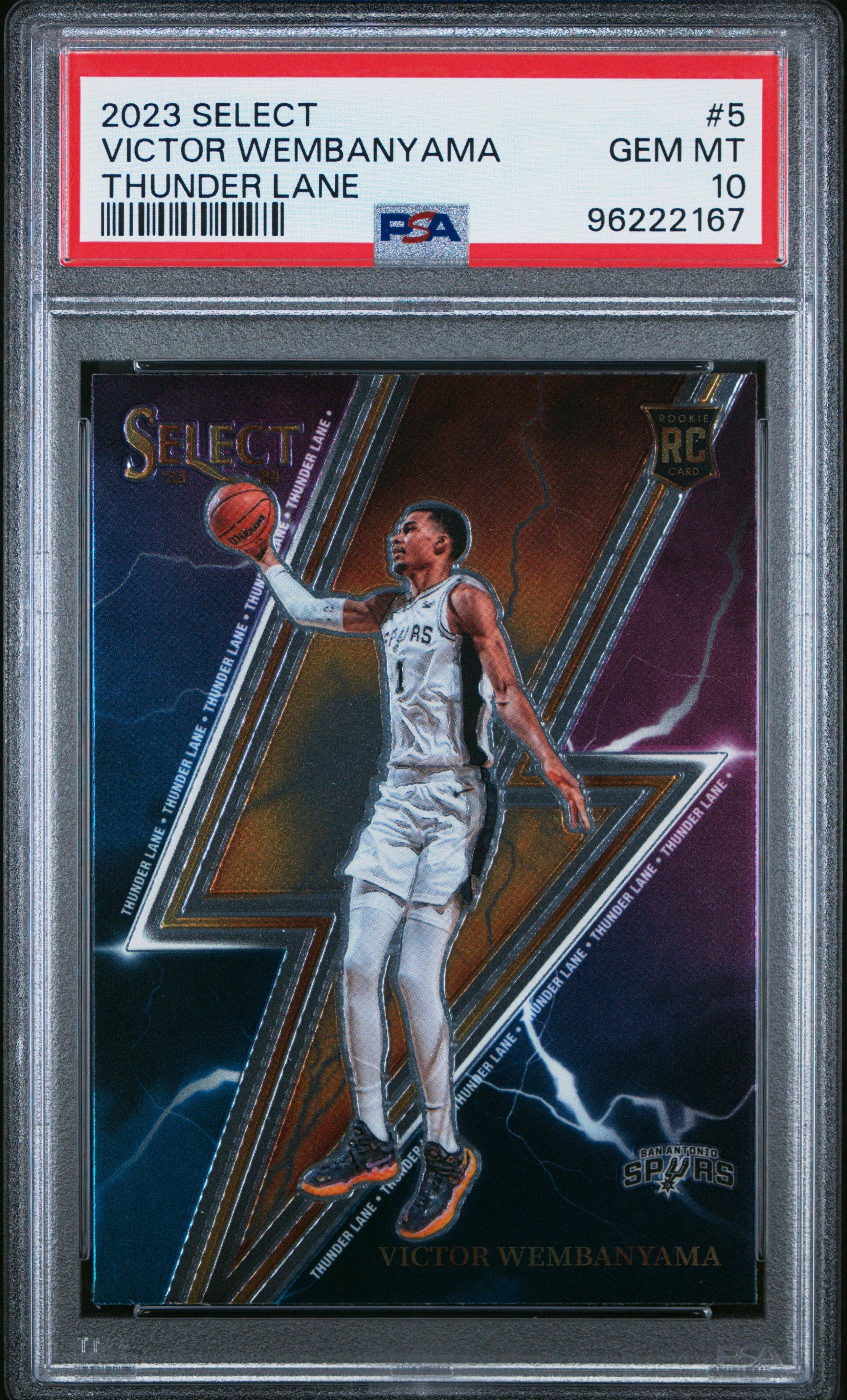 2023 Panini Select Thunder Lane 5 Victor Wembanyama PSA 10