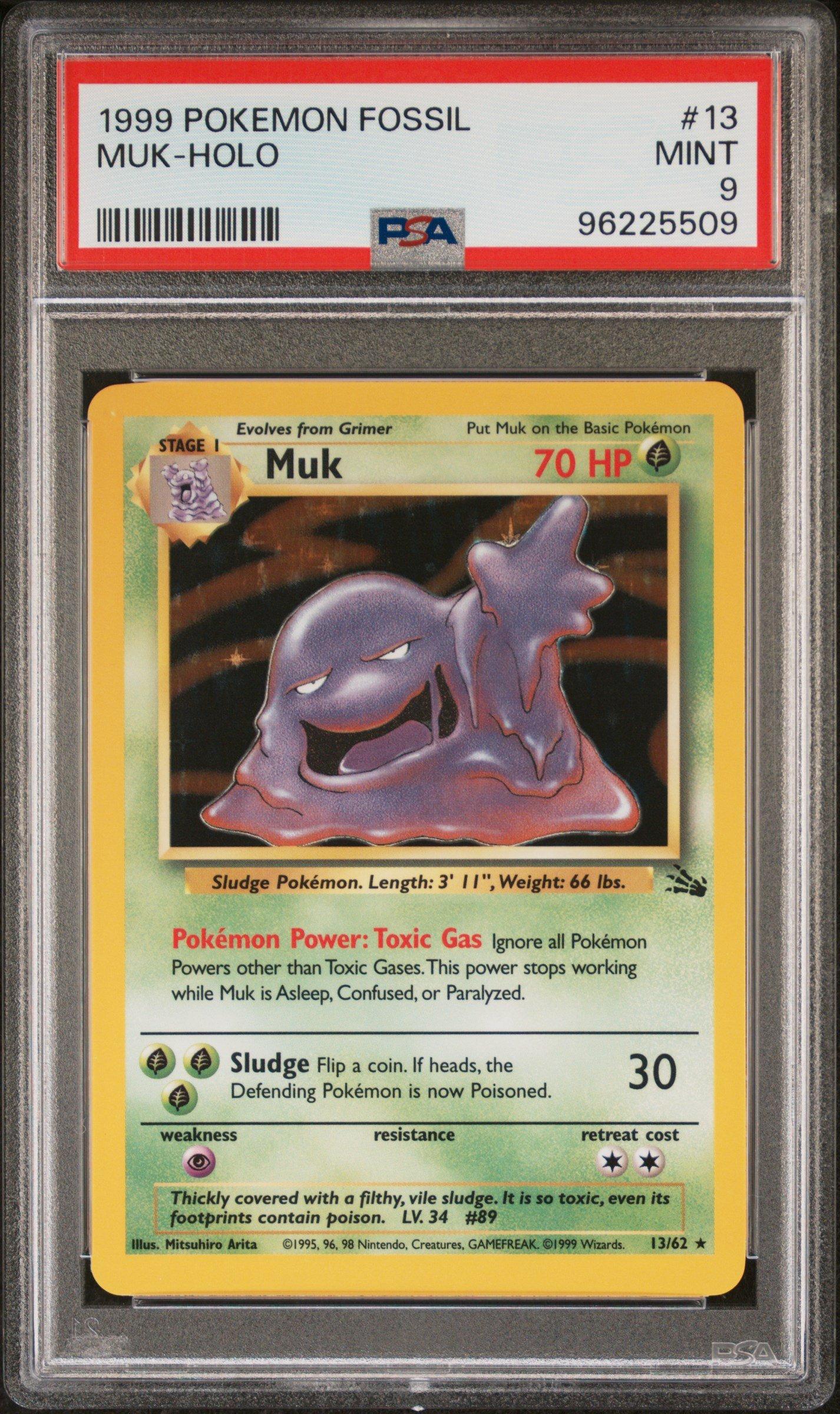 pokemon card muk 1999 Pokemon Fossil 13 Muk-holo PSA 9 Graded Card