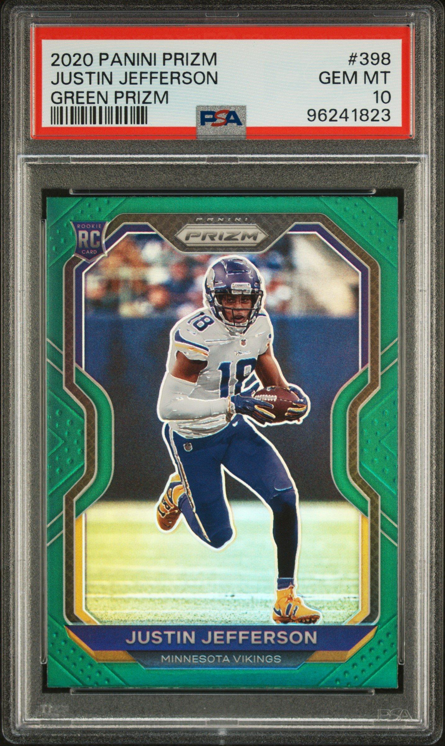 2020 Panini Prizm 398 Justin Jefferson Green Prizm PSA 10