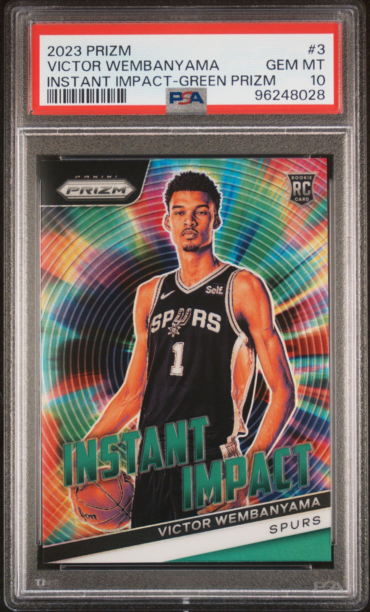 2023 Panini Prizm Instant Impact 3 Victor Wembanyama Green Prizm PSA 10