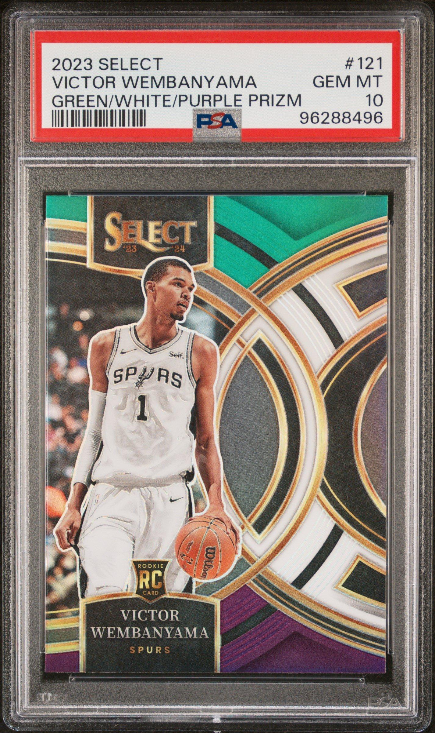 2023 Panini Select 121 Victor Wembanyama Green/white/purple Prizm PSA 10