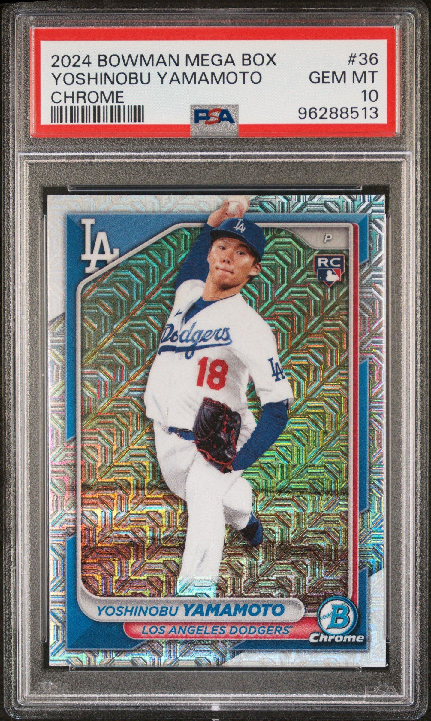 2024 Bowman Mega Box Chrome 36 Yoshinobu Yamamoto PSA 10 Graded 