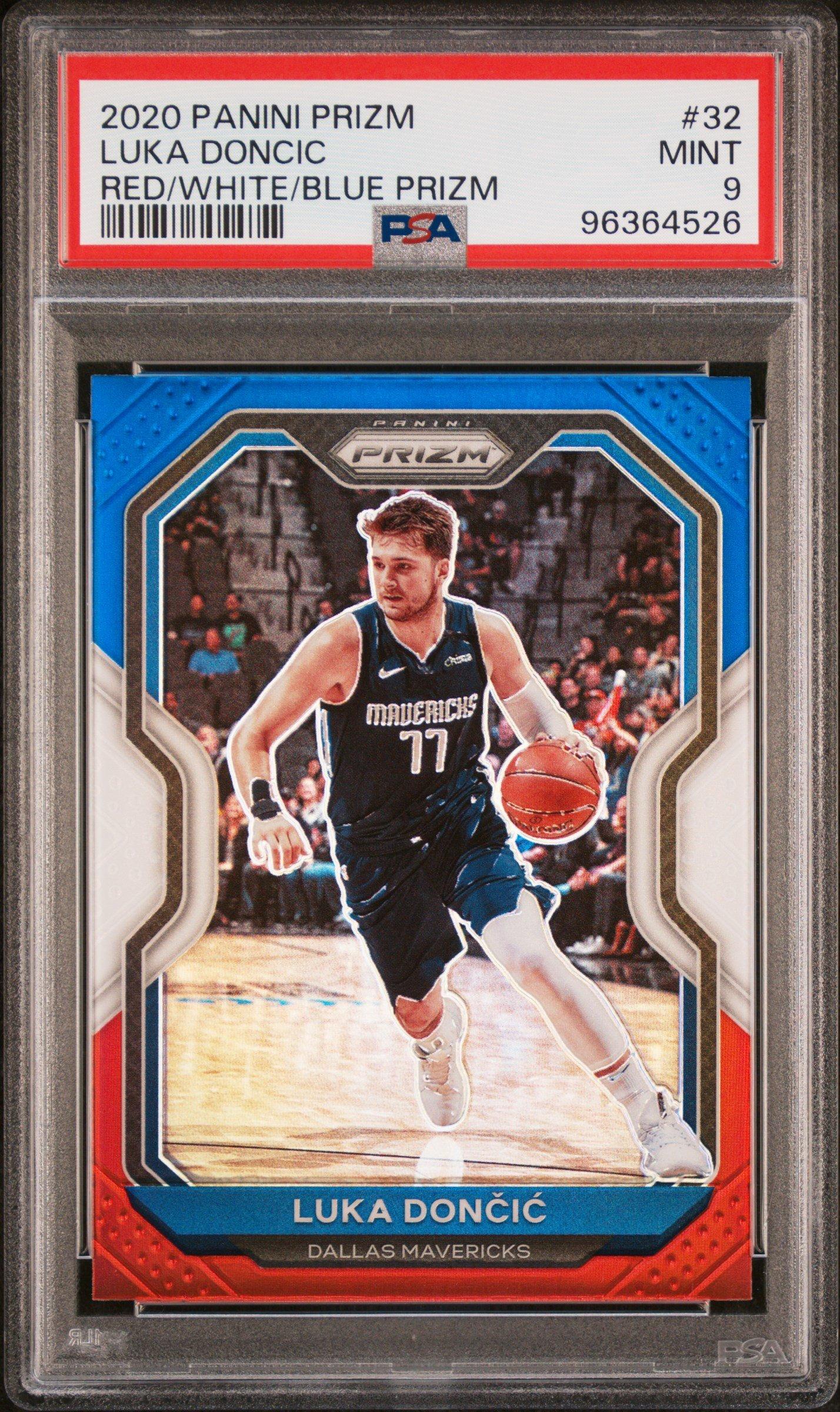 2020 Panini Prizm 32 Luka Doncic Red/white/blue Prizm PSA 9