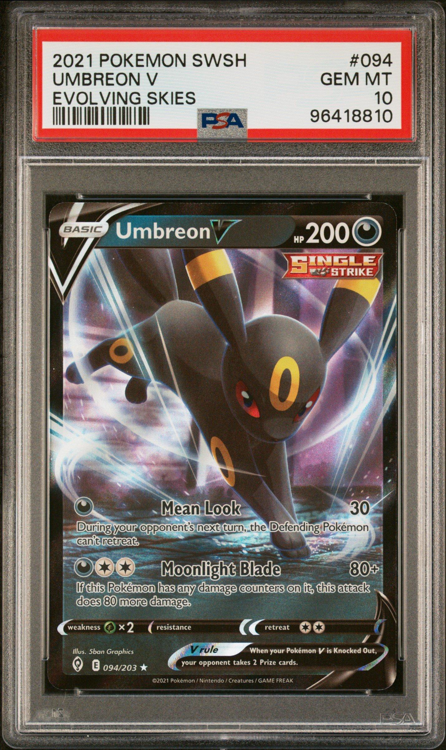 2021 Pokemon Sword & Shield Evolving Skies 094 Umbreon V PSA 10
