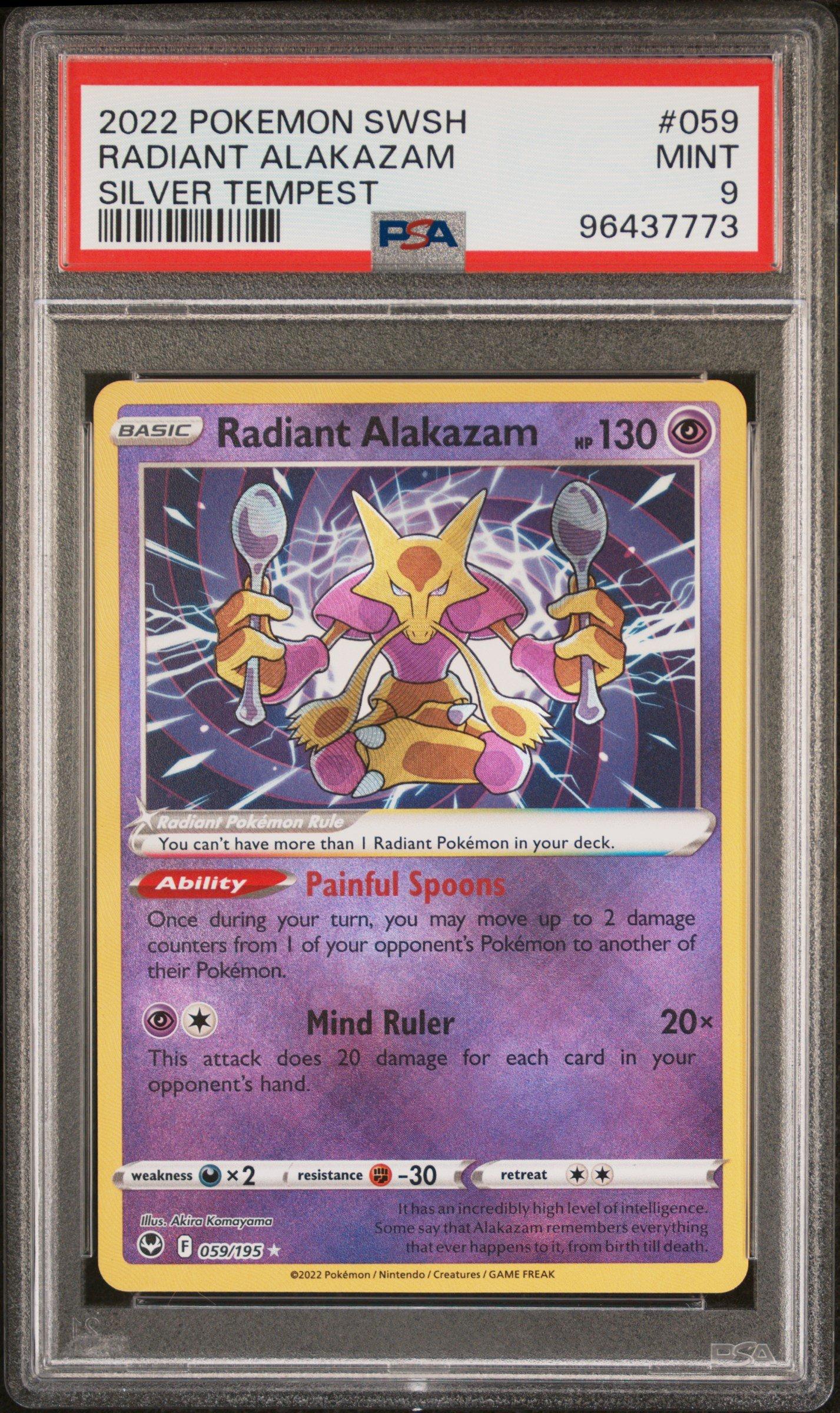 radiant alakazam pokemon card value PSA 10 #059 Silver Tempest end display Came Out Of The Same