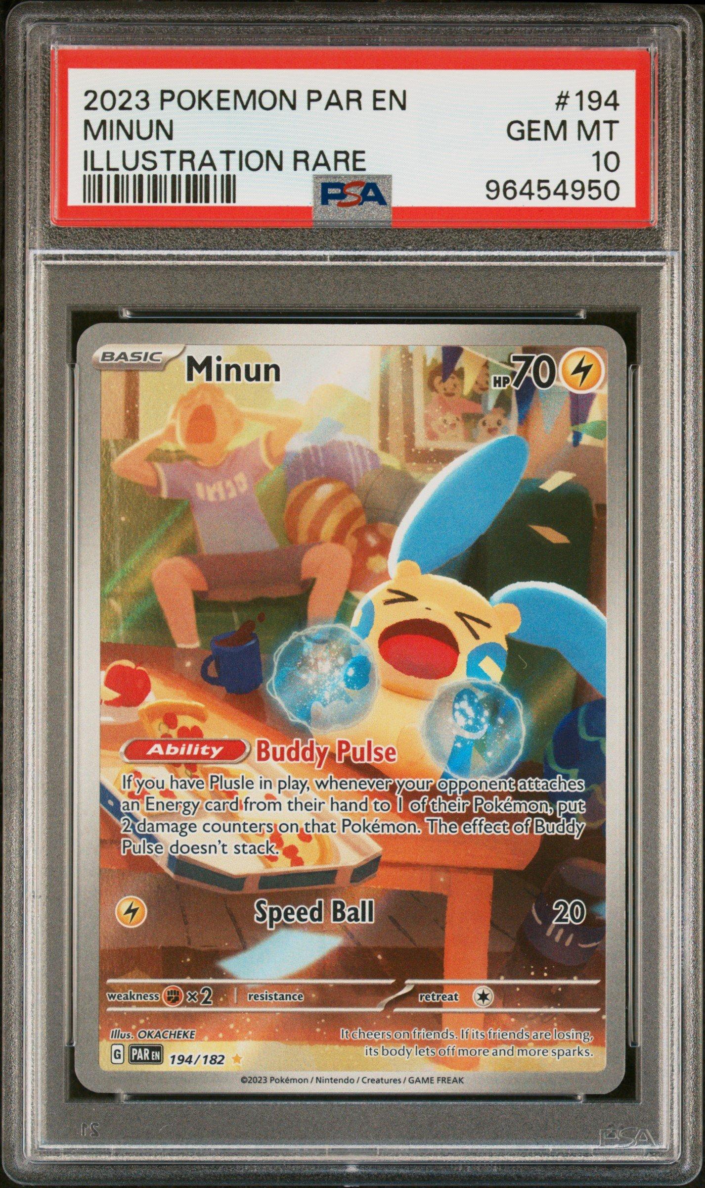2023 Pokemon Par En-paradox Rift 194 Minun Illustration Rare PSA