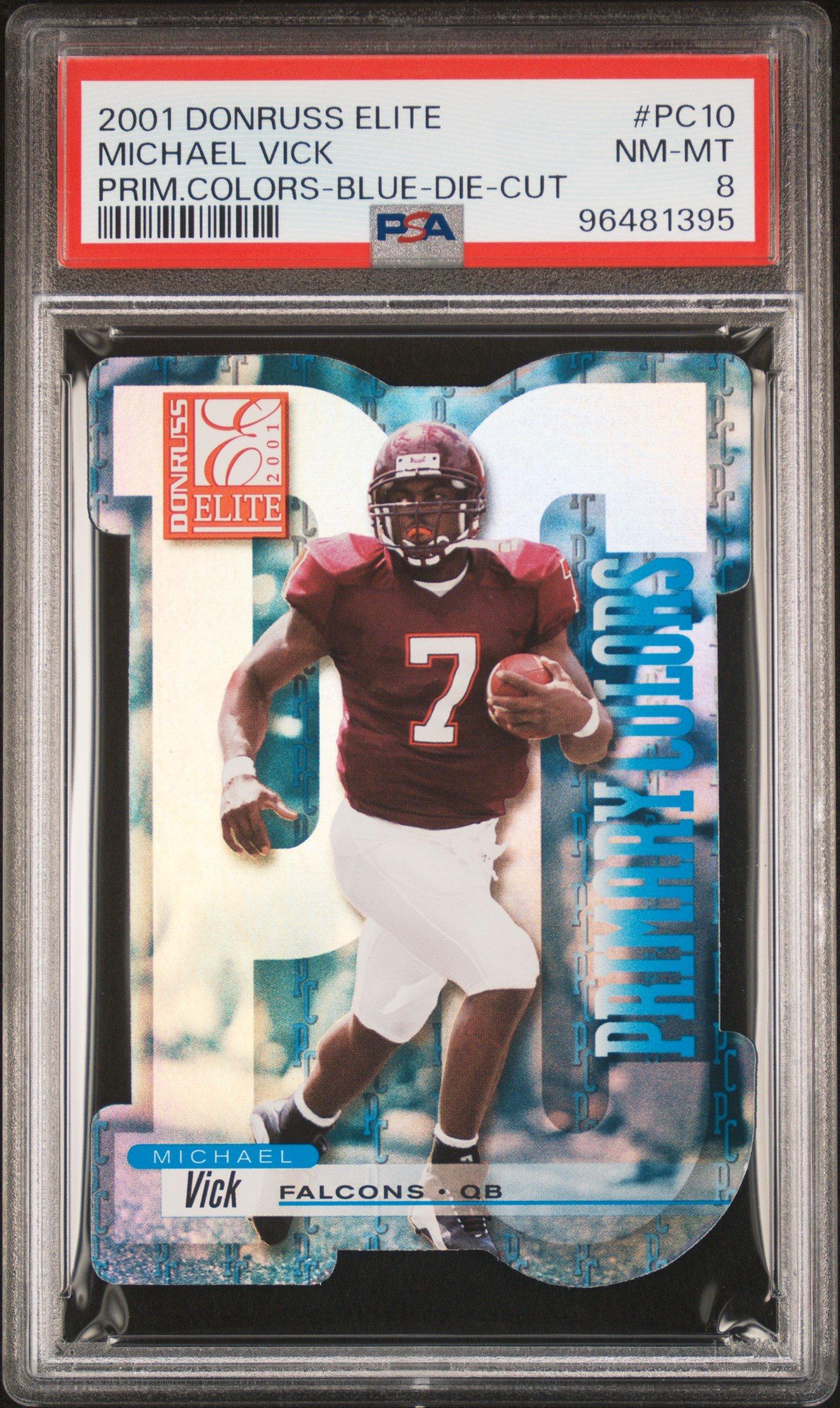 2001 Donruss Elite Primary Colors Pc10 Michael Vick Prim.colors-blue-die-cut PSA 8