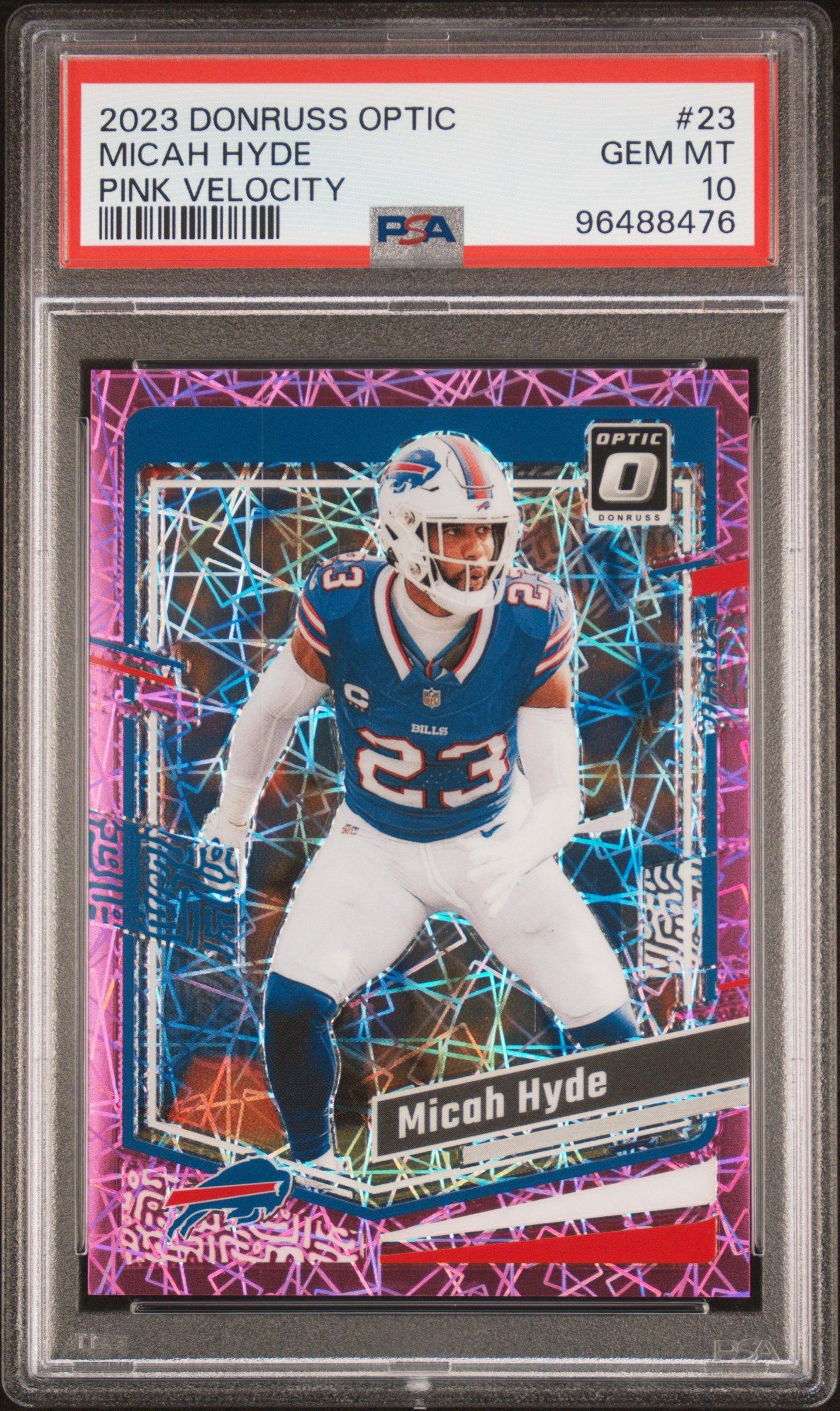 2023 Panini Donruss Optic 23 Micah Hyde Pink Velocity PSA 10