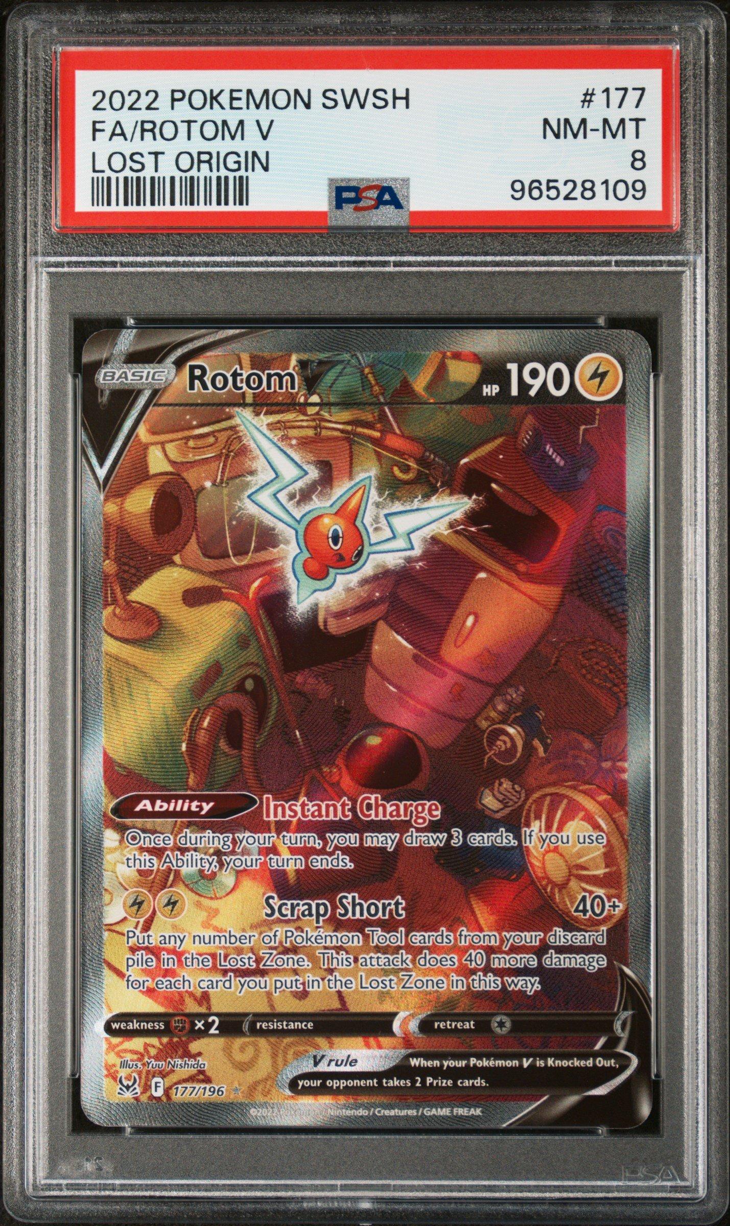 2022 Pokemon Sword & Shield Lost Origin 177 Full Art/rotom V PSA 8