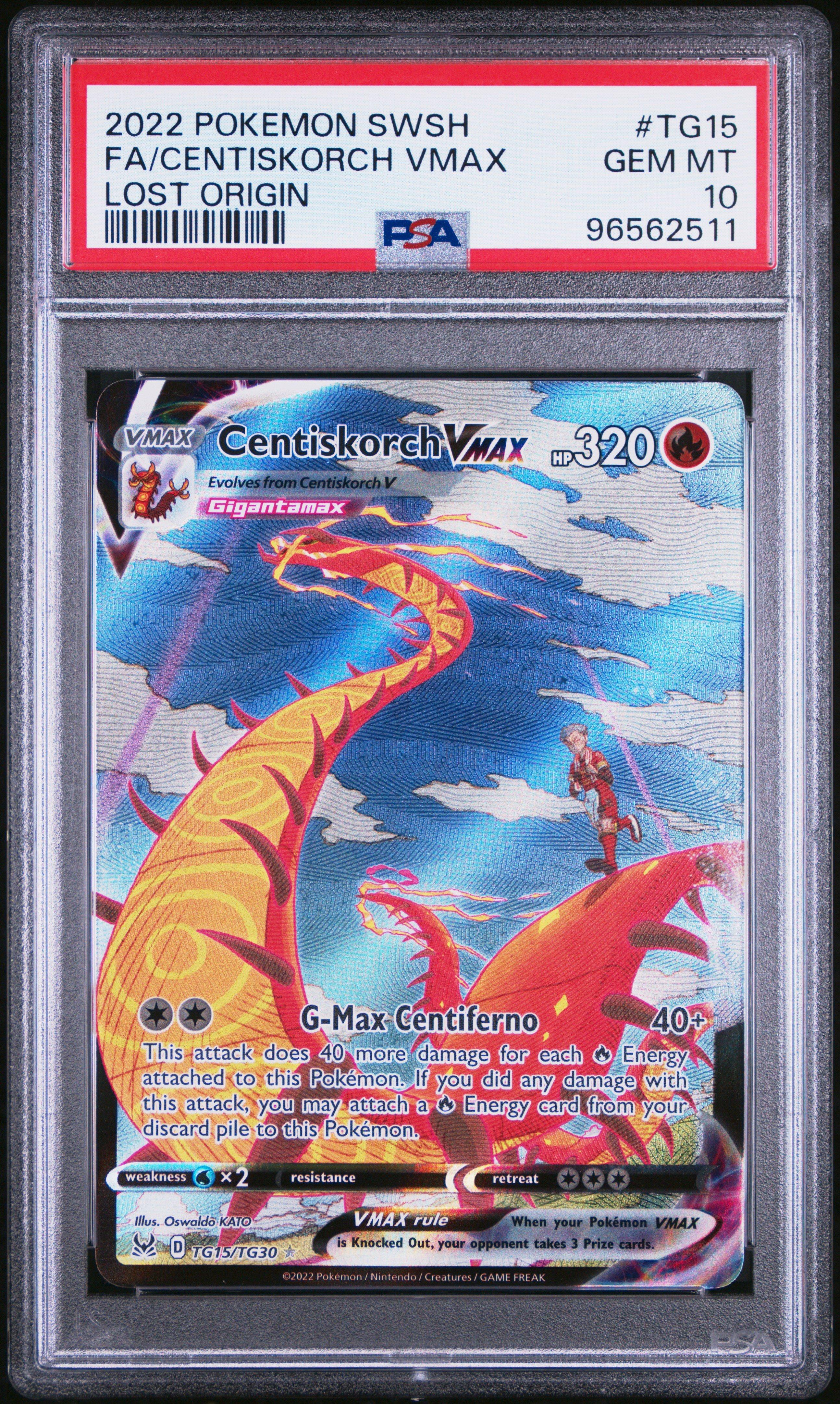 2022 Pokemon Sword & Shield Lost Origin Tg15 Full Art/centiskorch Vmax PSA 10