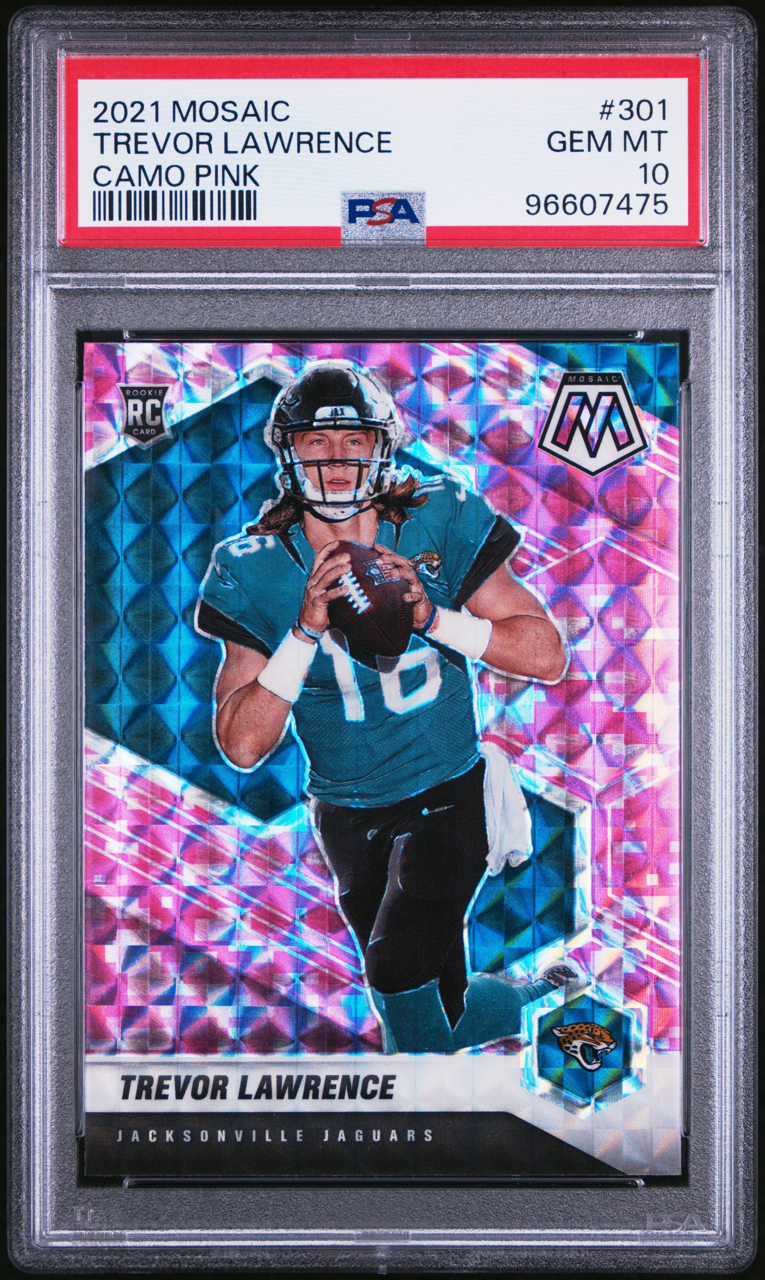 2021 Panini Mosaic 301 Trevor Lawrence Camo Pink PSA 10
