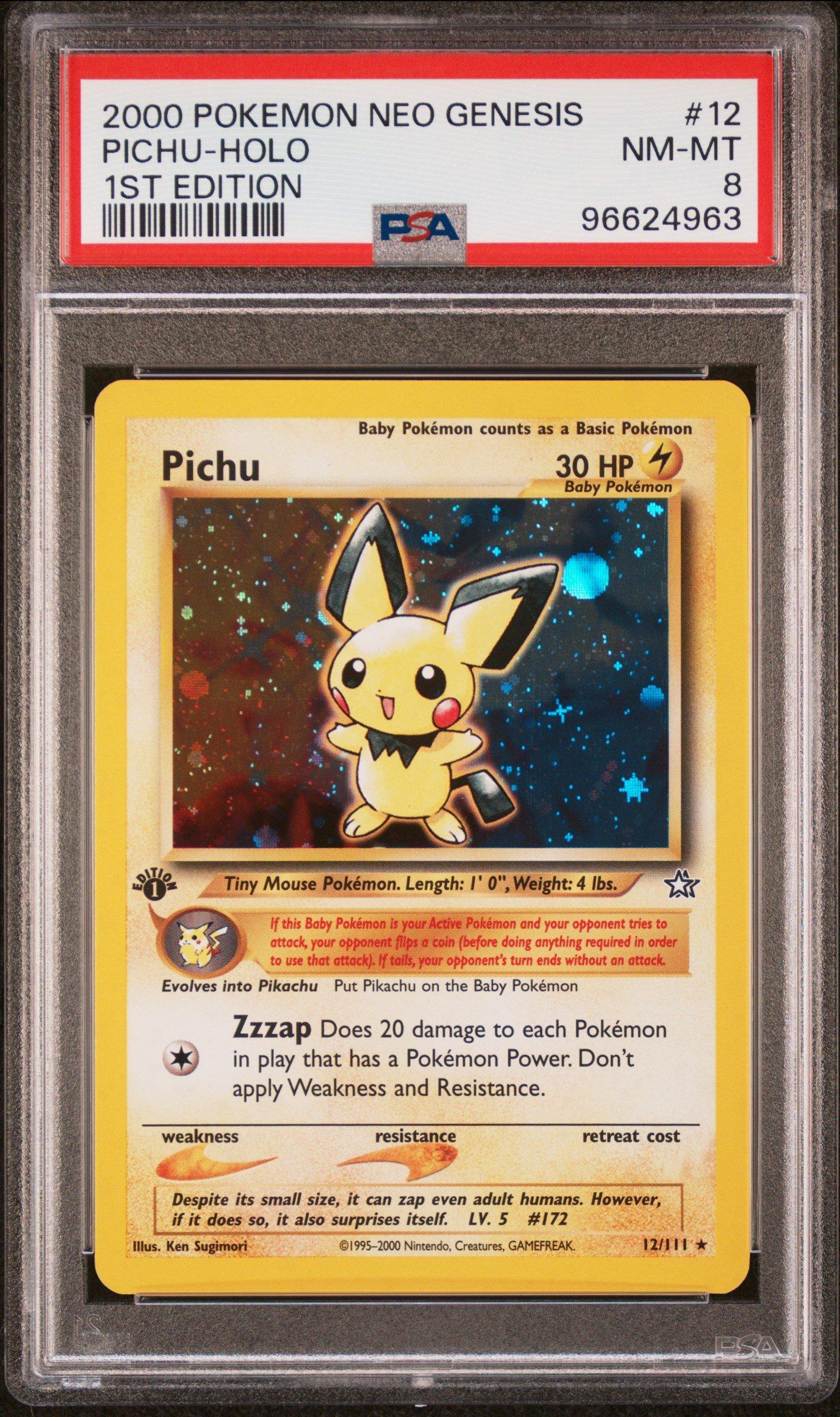 2000 Pokemon Neo Genesis 1st Edition 12 Pichu-holo PSA 8