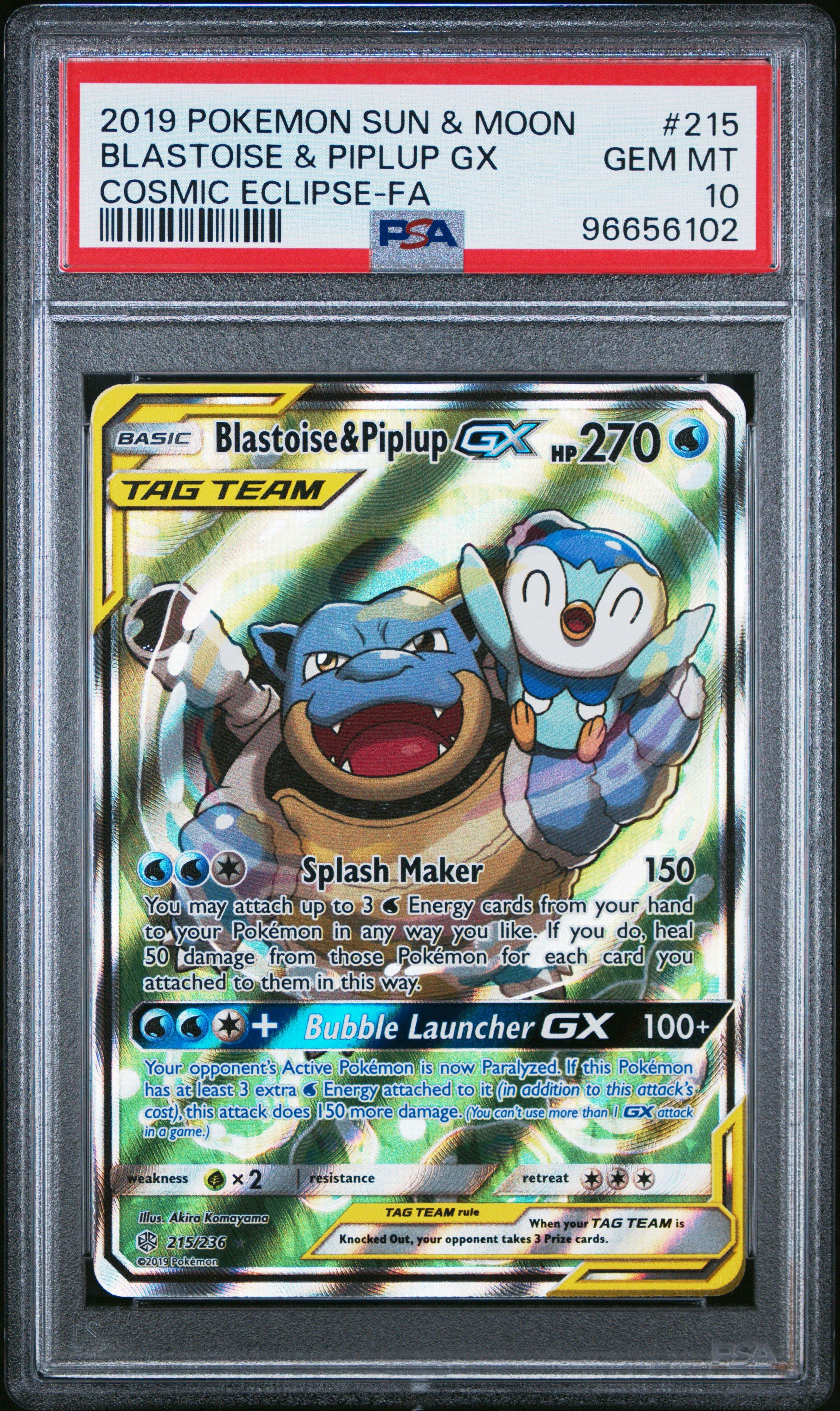 2019 Pokemon Sun & Moon Cosmic Eclipse 215 Full Art/blastoise & Piplup Gx  PSA 10 Graded Card | GameStop
