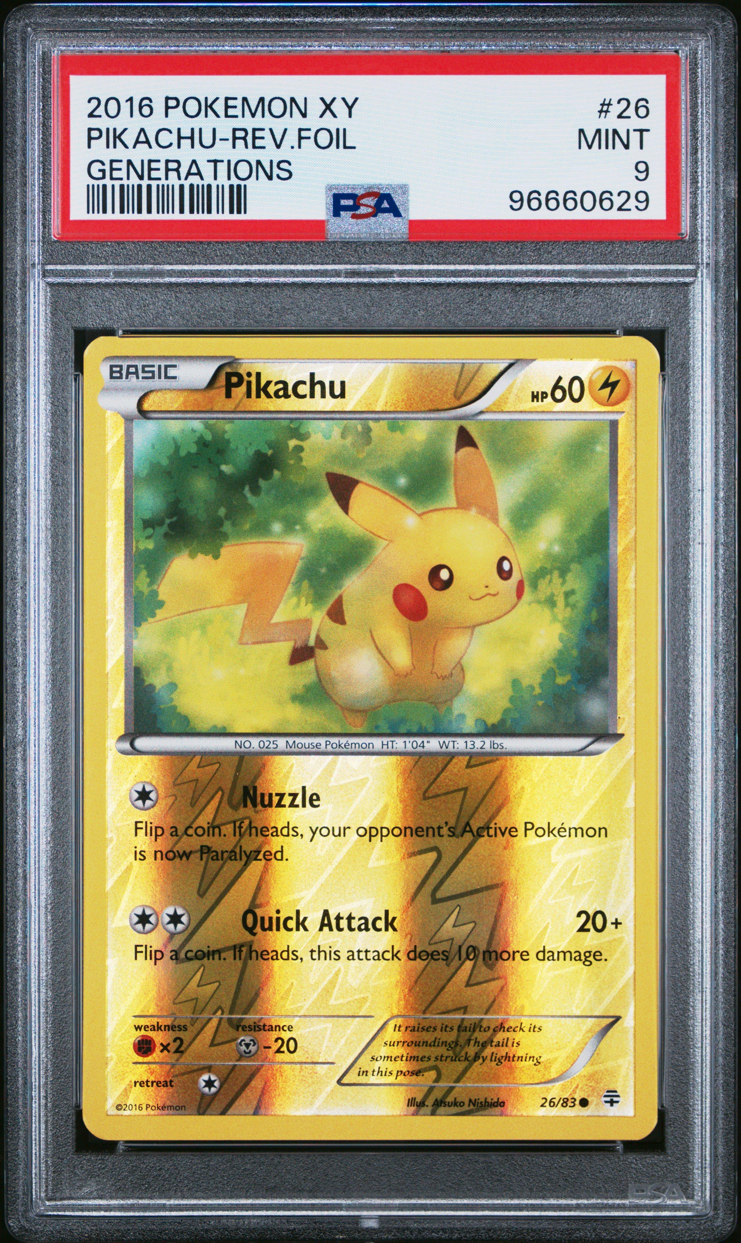 2016 Pokemon Xy Generations 26 Pikachu-reverse Foil PSA 9 Graded