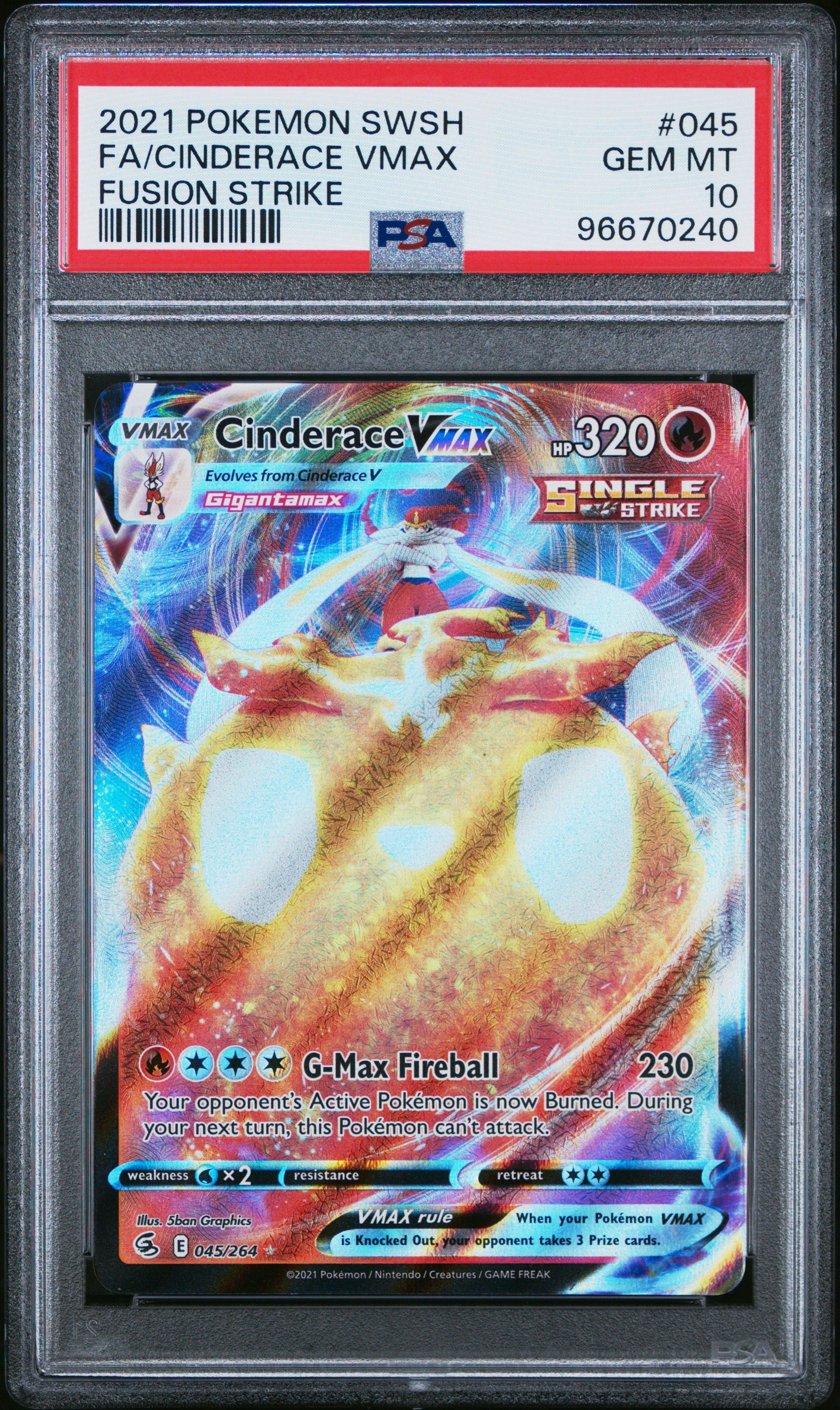 2021 Pokemon Sword & Shield Fusion Strike 045 Full Art/cinderace Vmax PSA 10