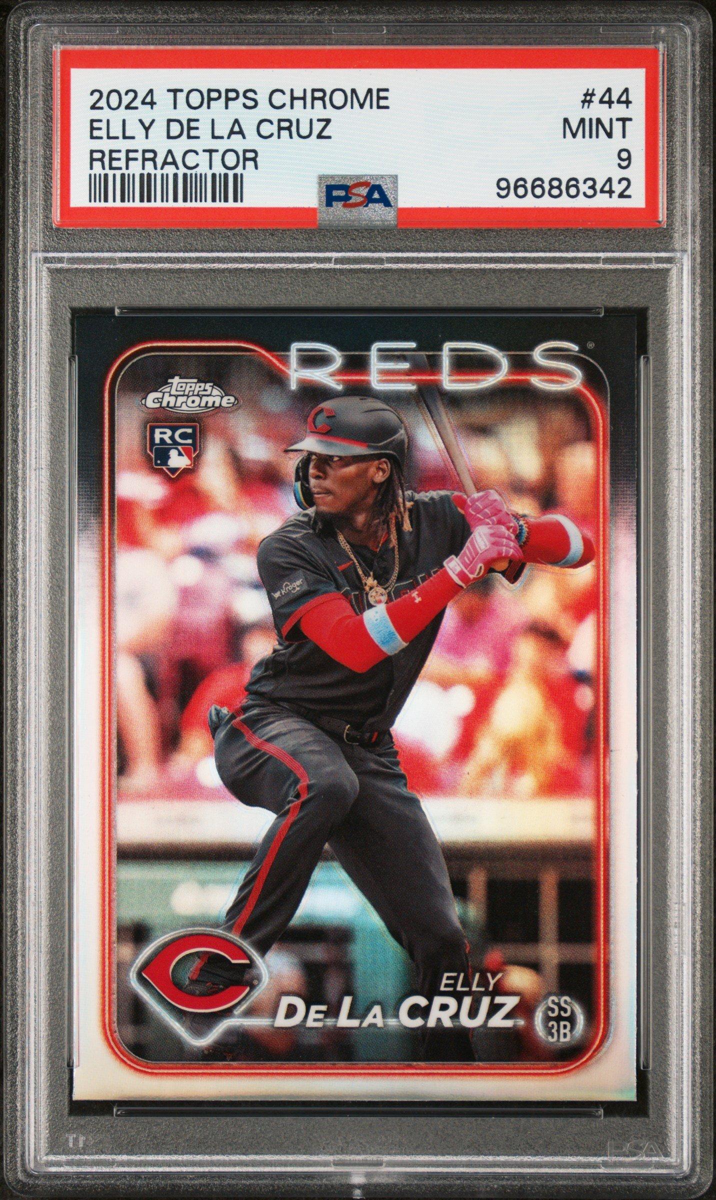 クリアチャーム ELLY レア 2024 Topps Chrome 44 Elly De La Cruz Refractor PSA 9 Graded Card