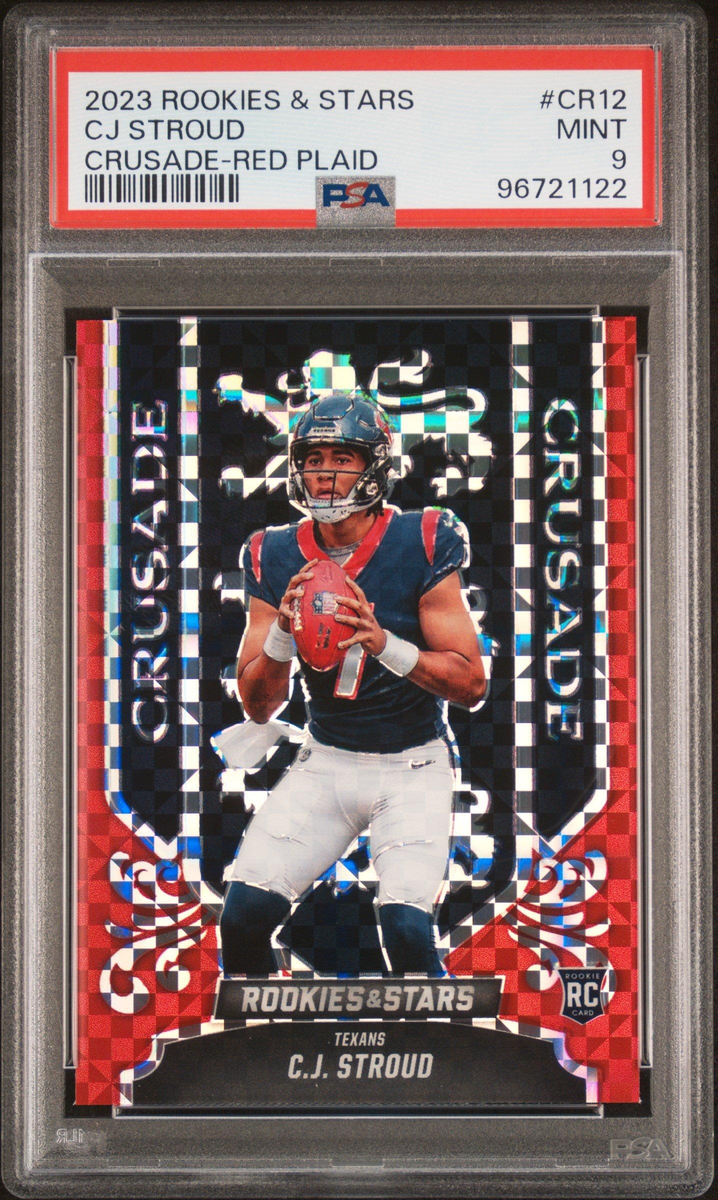2023 Panini Rookies & Stars Crusade Cr12 Cj Stroud Red Plaid PSA 9