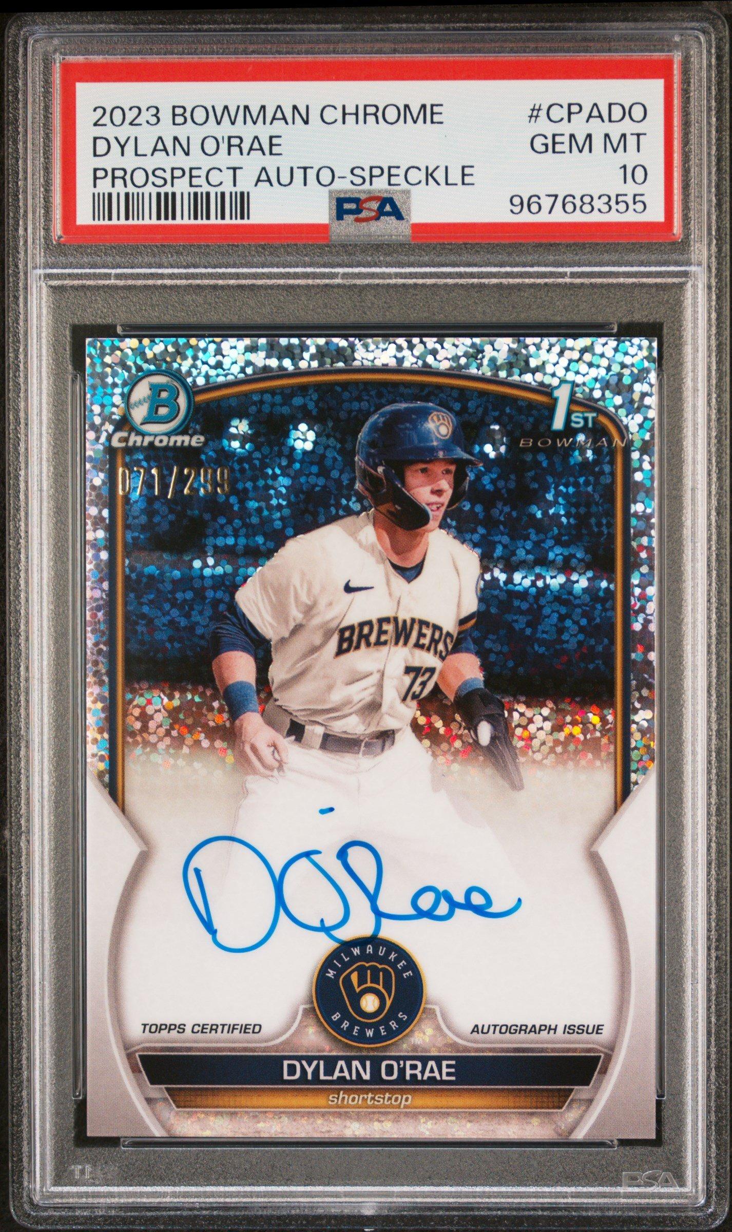 2023 Bowman Chrome Prospect Autographs Cpado Dylan O'rae Speckle Refractor PSA 10