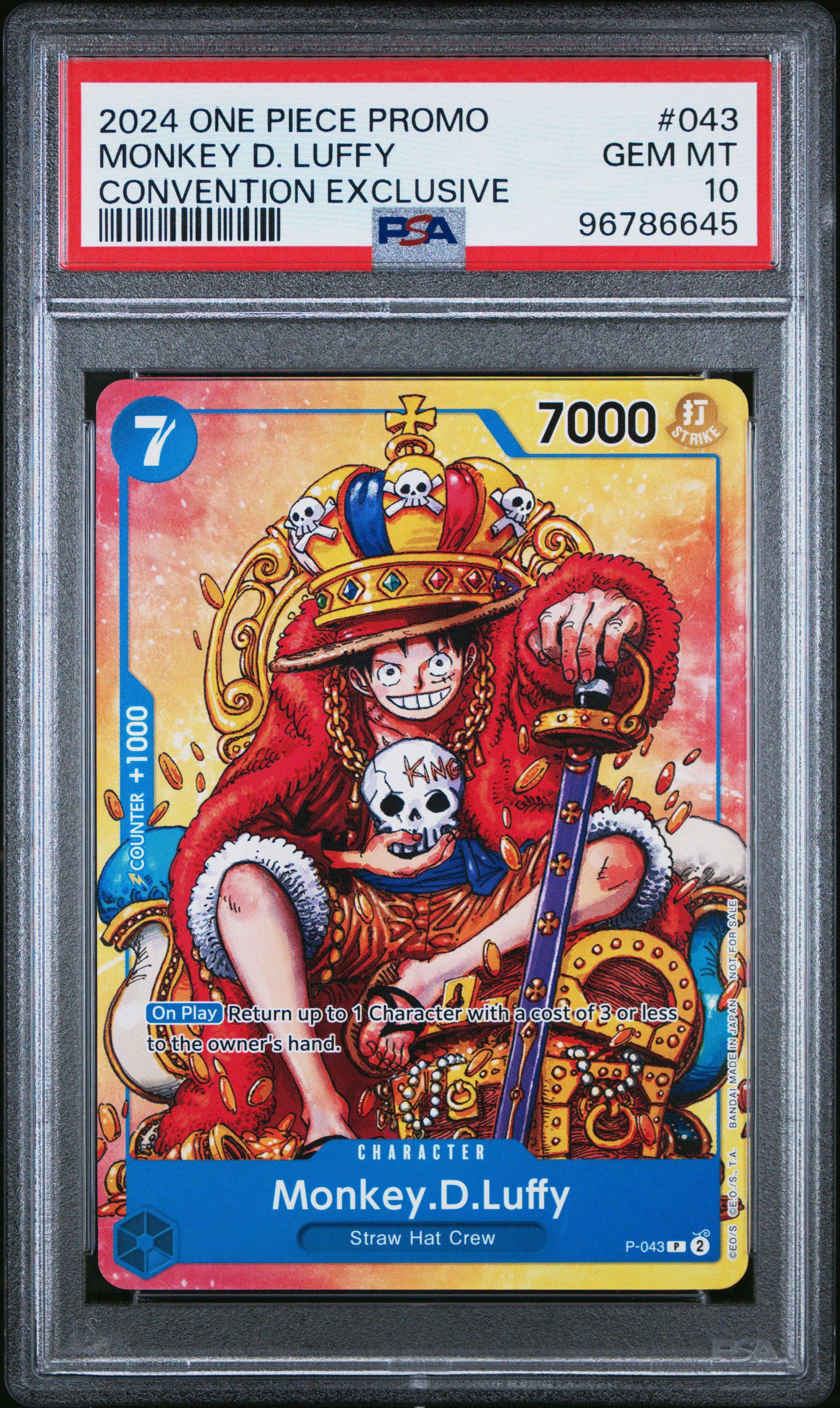 2024 One Piece Promos 043 Monkey D. Luffy Convention Exclusive PSA