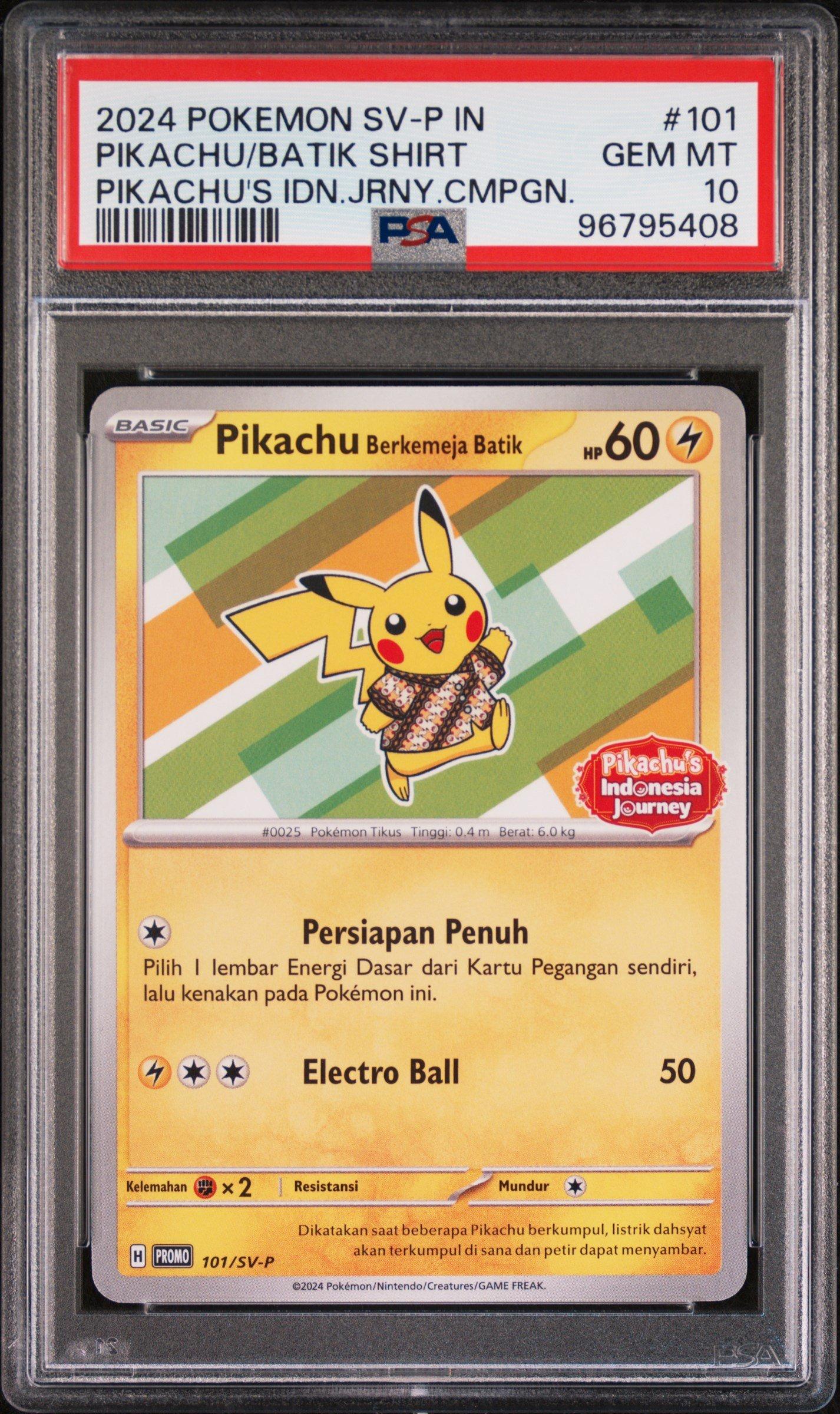 2024 Pokemon Indonesian Sv Promo 101 Pikachu In Batik Shirt
