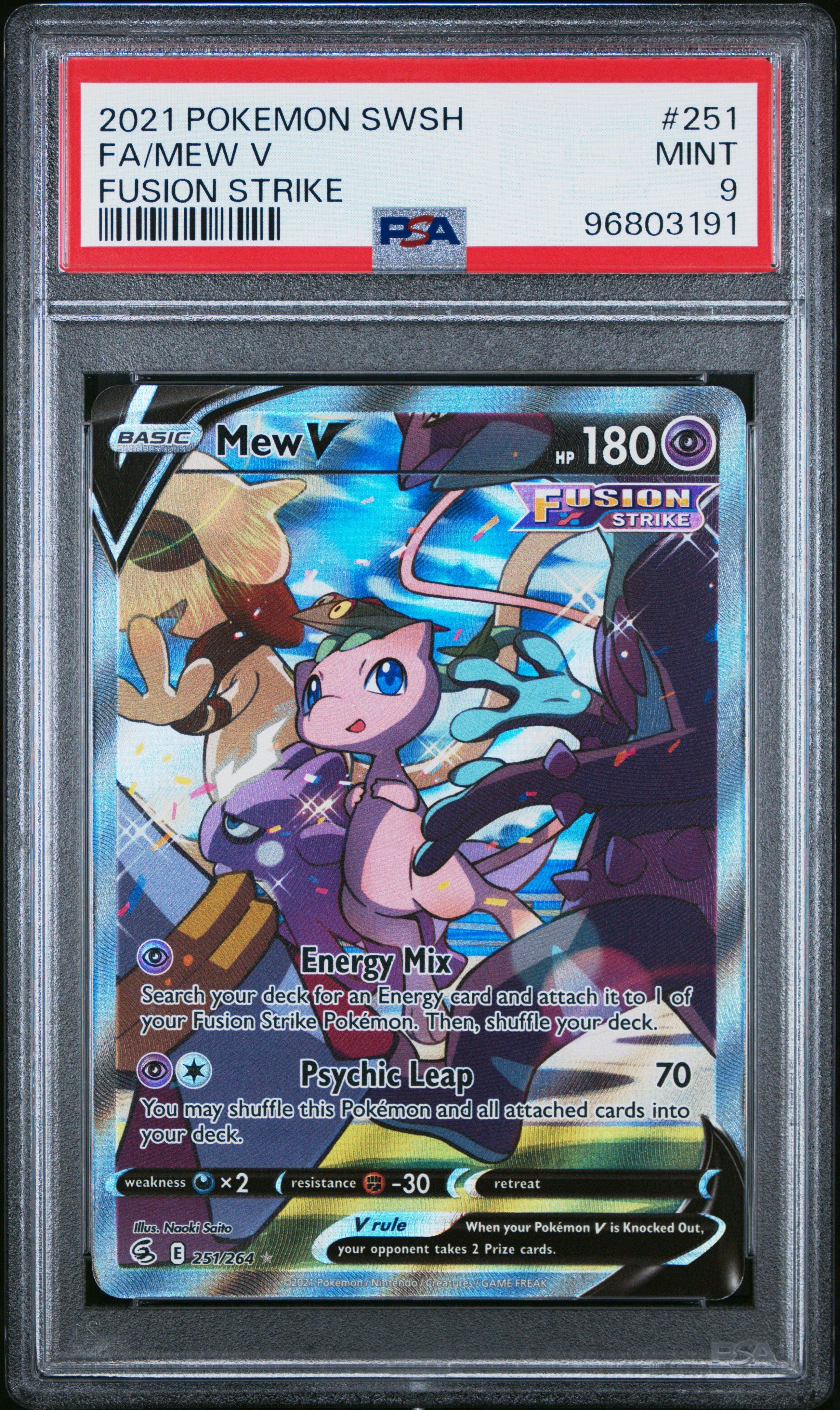 2021 Pokemon Sword & Shield Fusion Strike 251 Full Art/mew V PSA 9