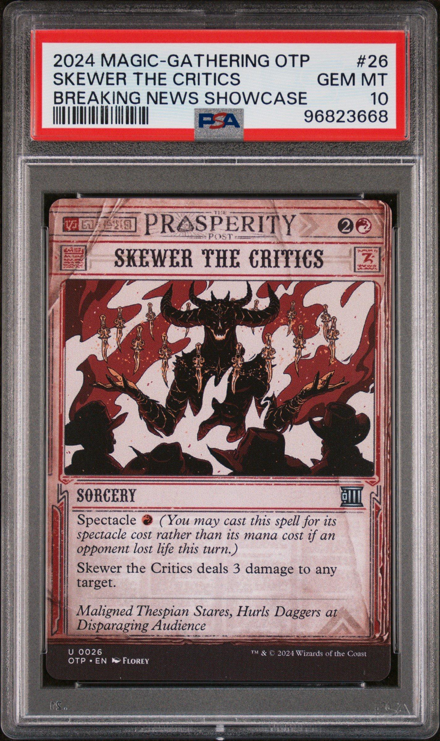 2024 Magic The Gathering Breaking News 26 Skewer The Critics Breaking News Showcase PSA 10