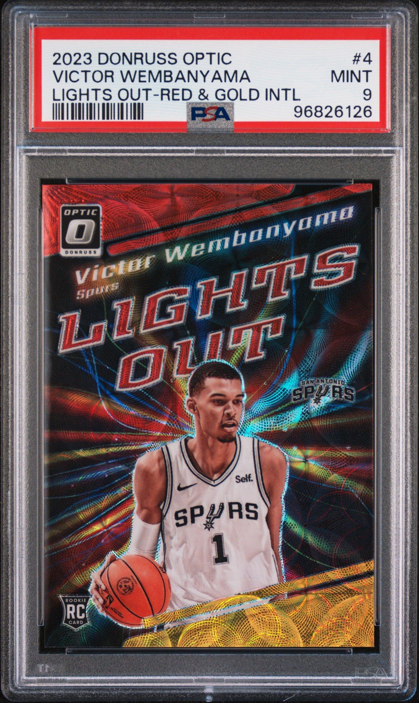 2023 Panini Donruss Optic Lights Out 4 Victor Wembanyama Red And Gold International PSA 9